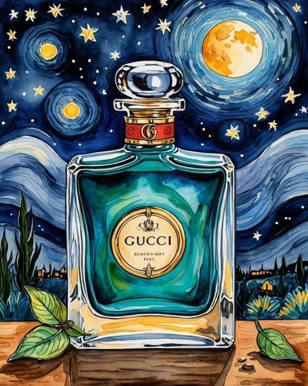 Parfum Gucci Tribute Limited Edition Van Gogh Limited PRINT 16 x 20 Faded Elegance AK