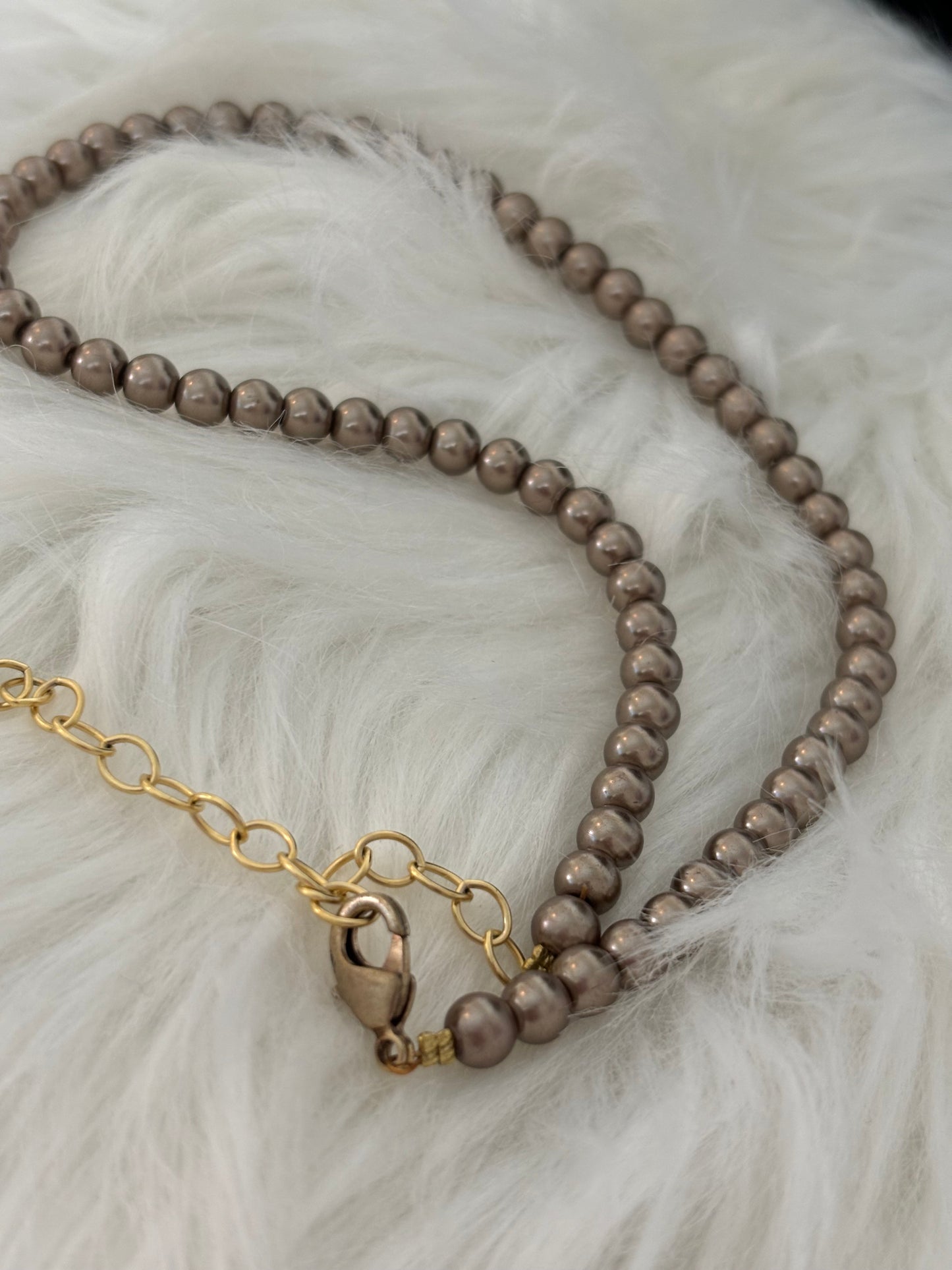 #0128 Brown Faux Pearl 16” Necklace