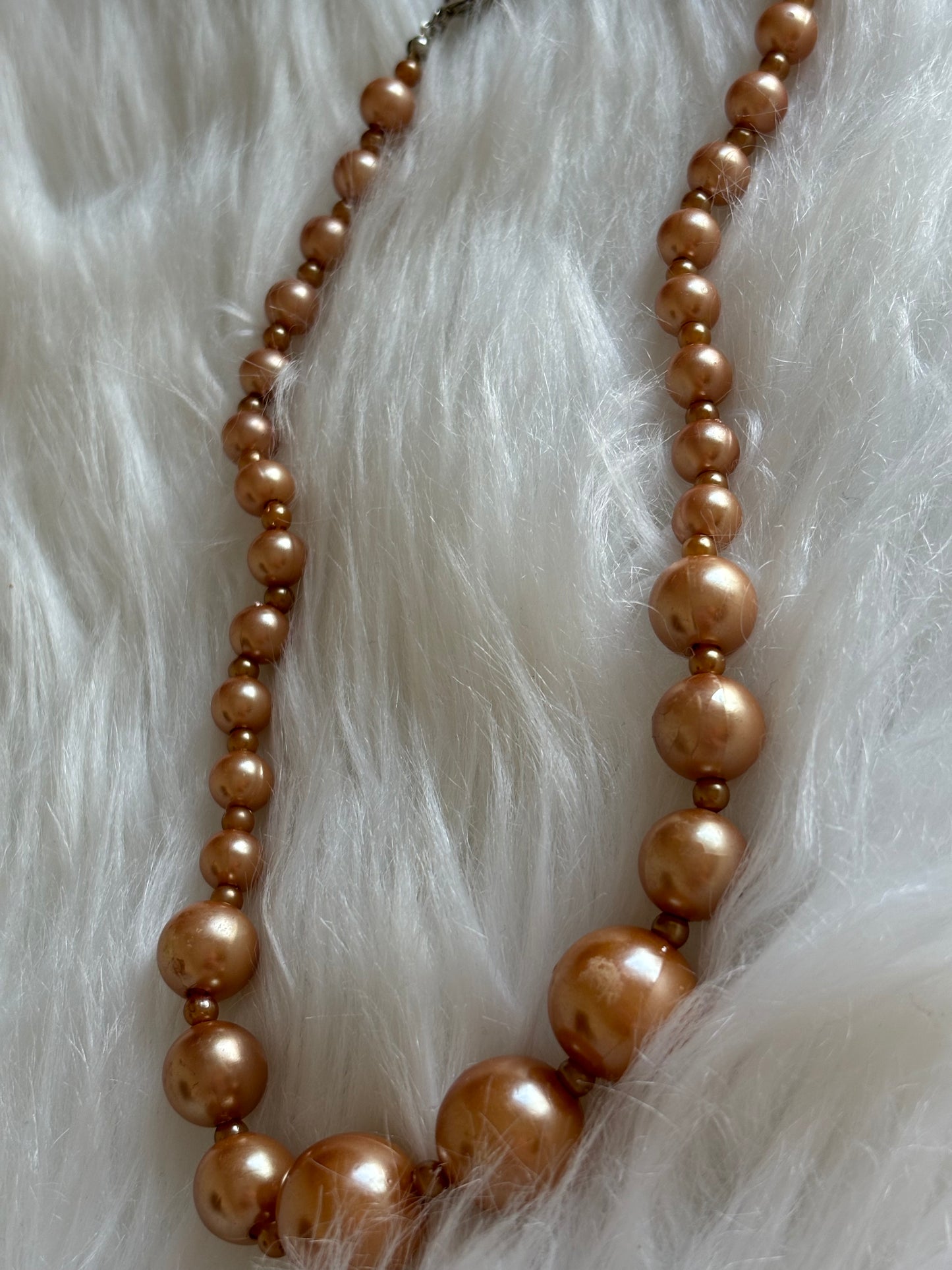 #0123 Lightweight Brown Faux Pearl Necklace