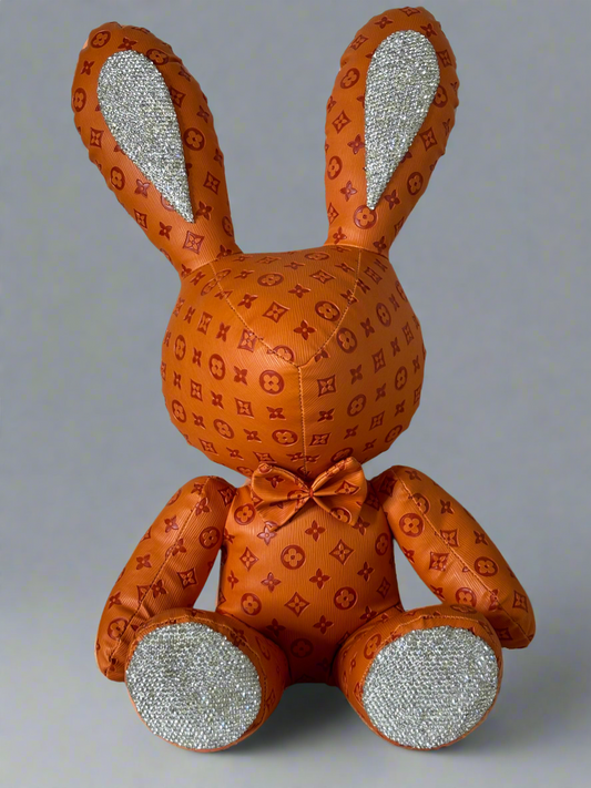 A214 Bunny Rhinestone Feet and Ears Plush Orange