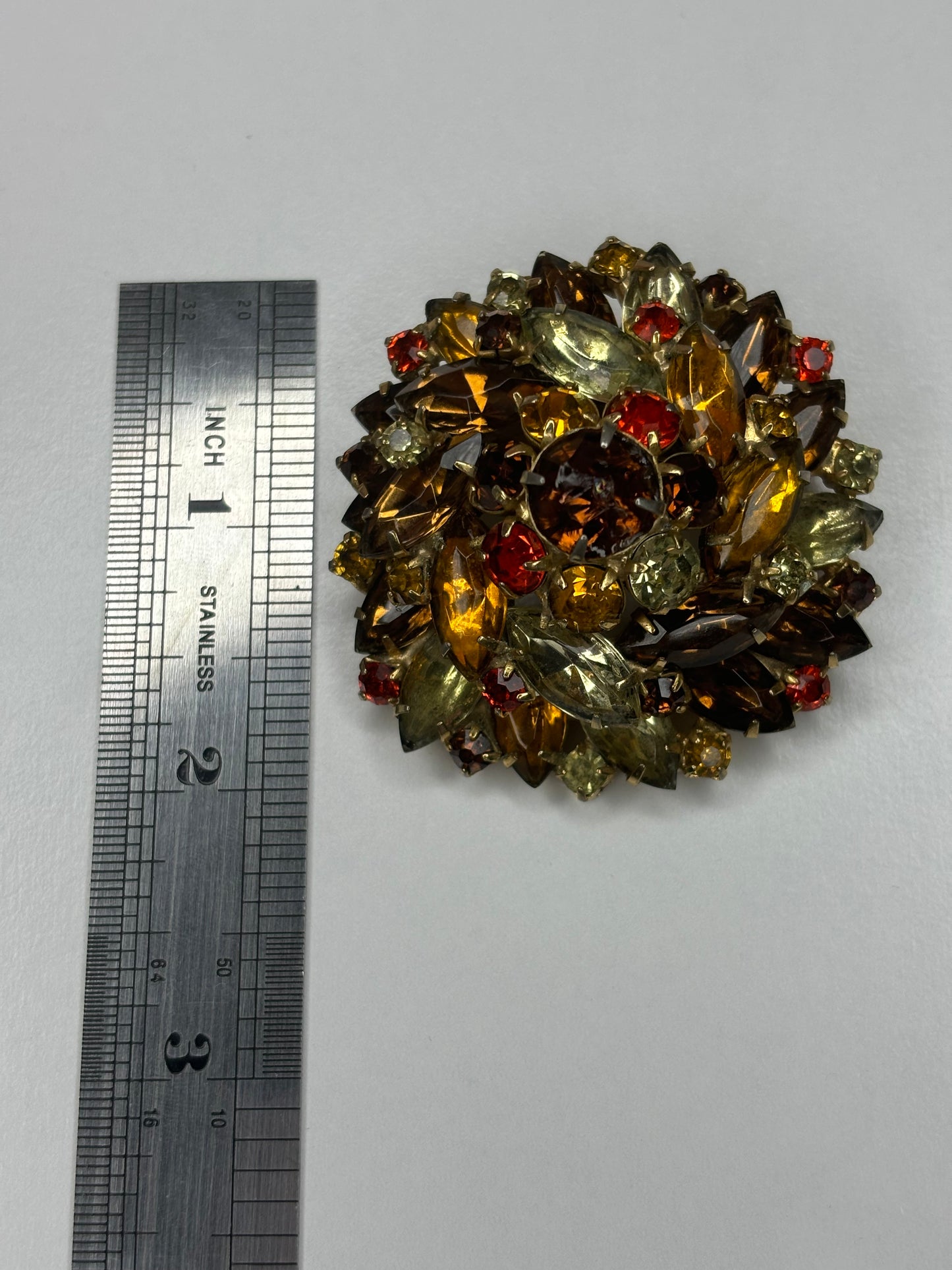 Vintage Rhinestone Brooch Fall Colors