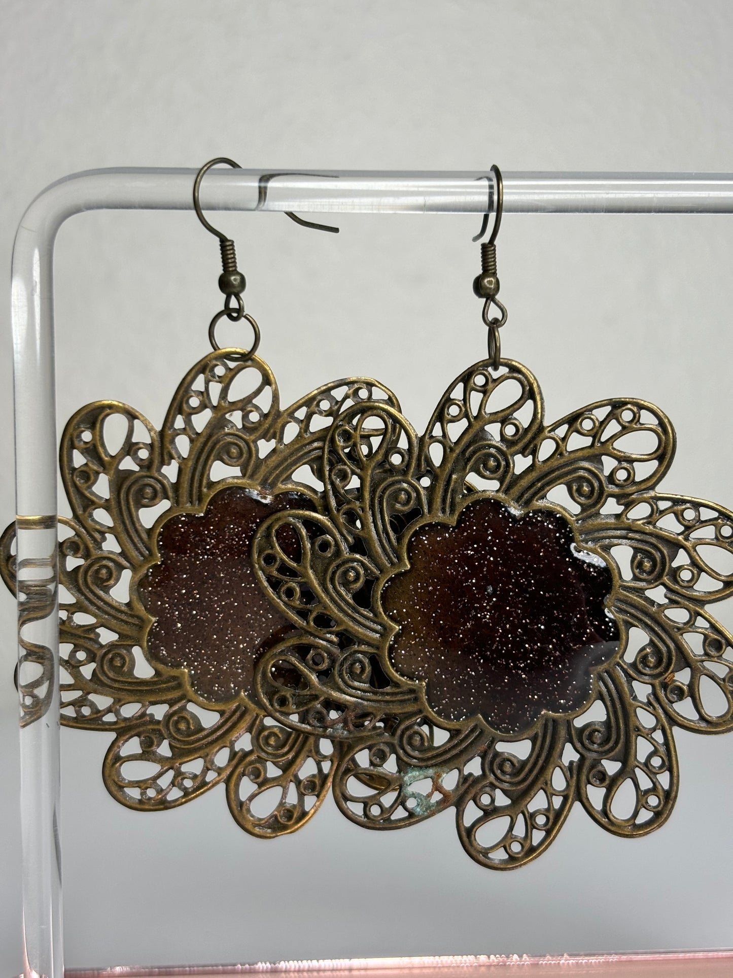 Set of Large Metal Gold Tone Earrings and Silver Tone Earrings