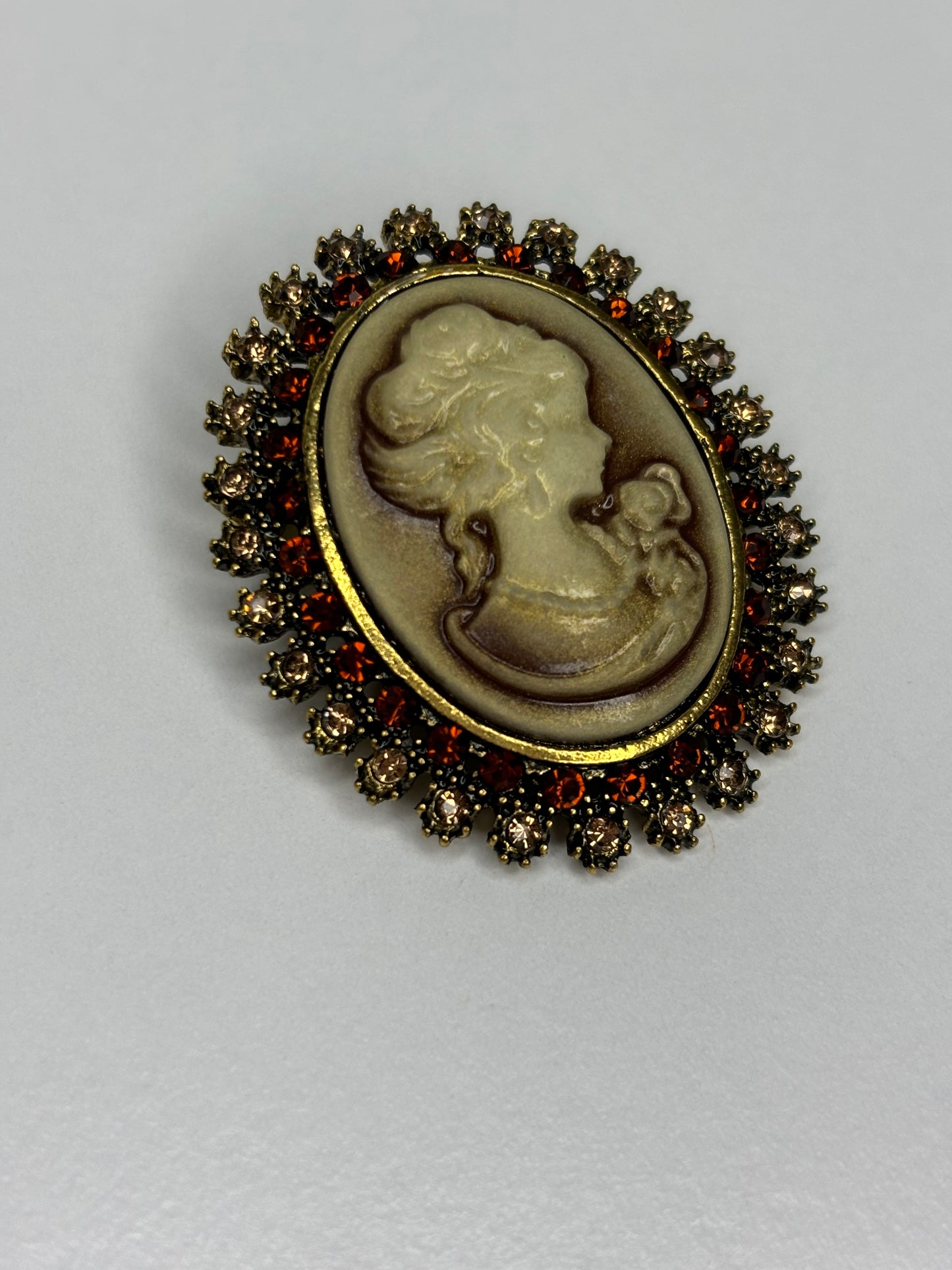 Brown & Gold Cameo Brooch