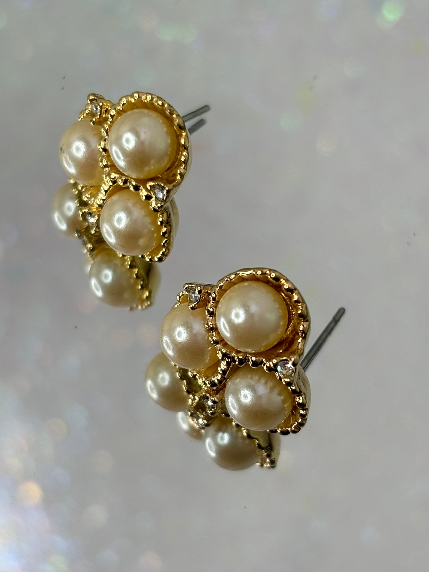 A006 Gold Toned Pearl Earrings Signed