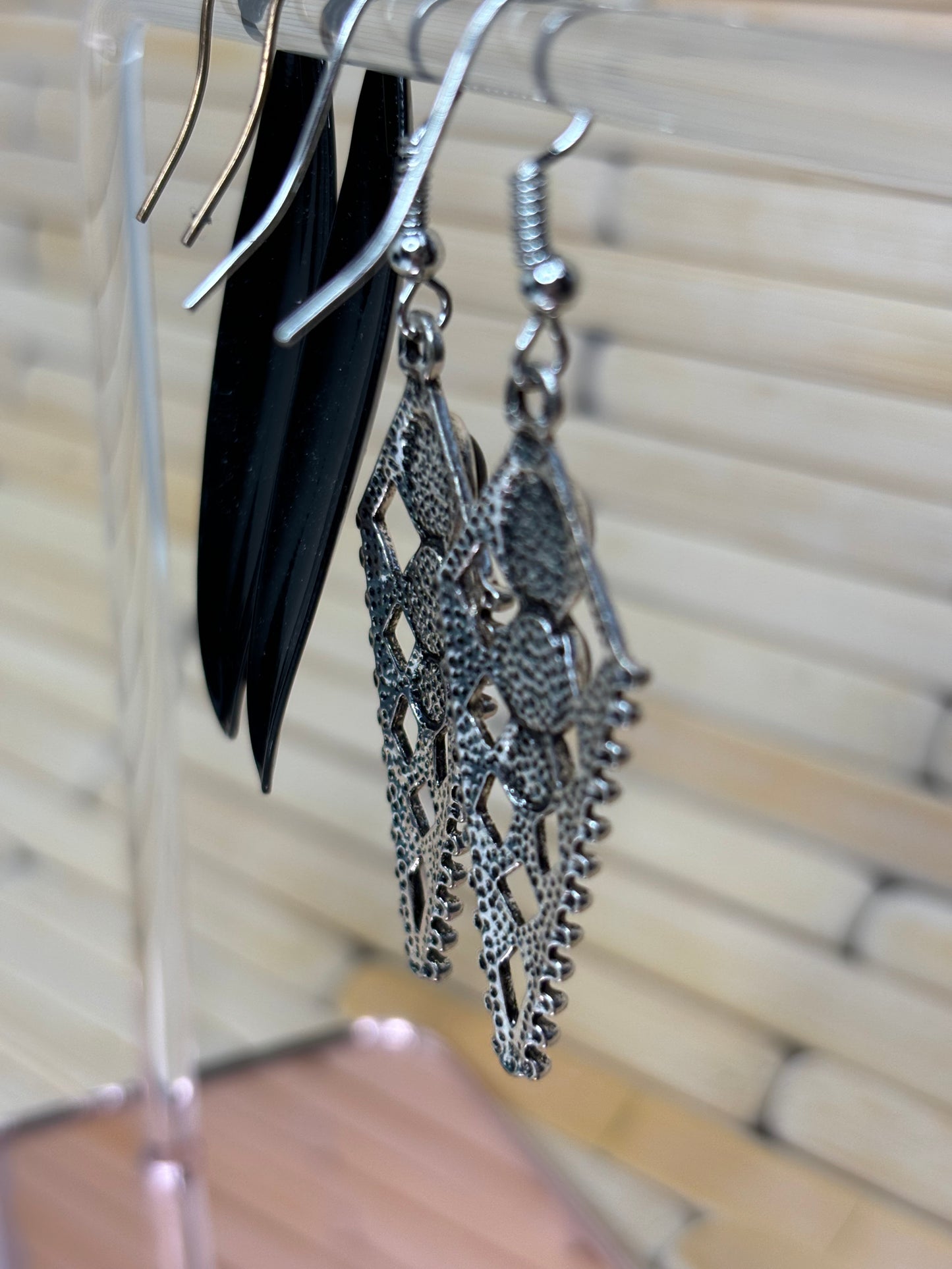 A158 Set of Black Dangle Earrings