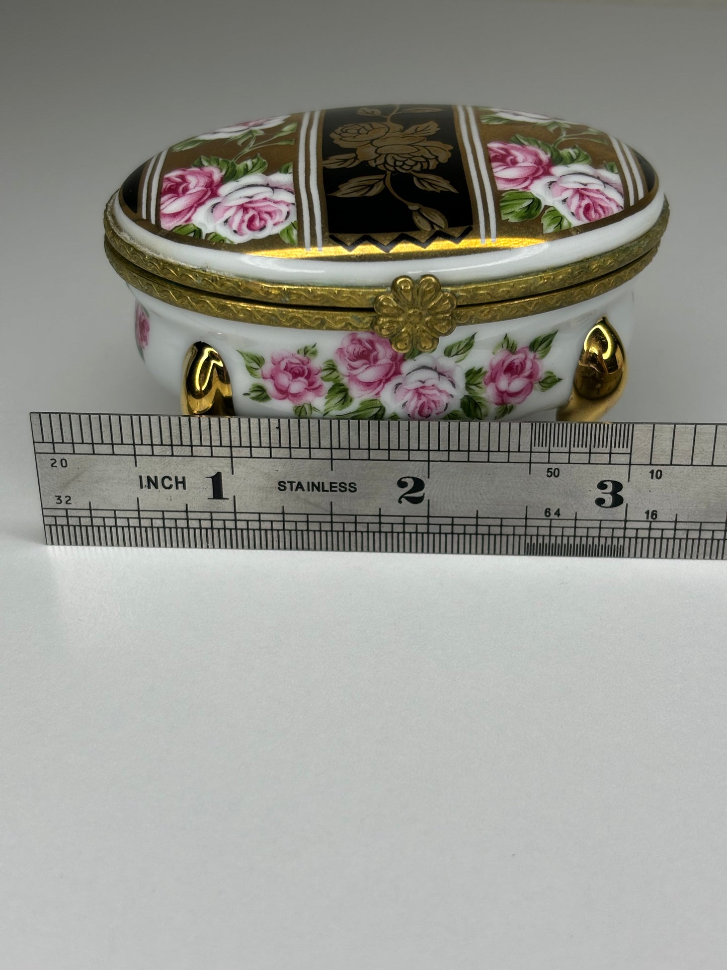 Vintage Floral Porcelain Trinket Box by The Museum of Jewelry