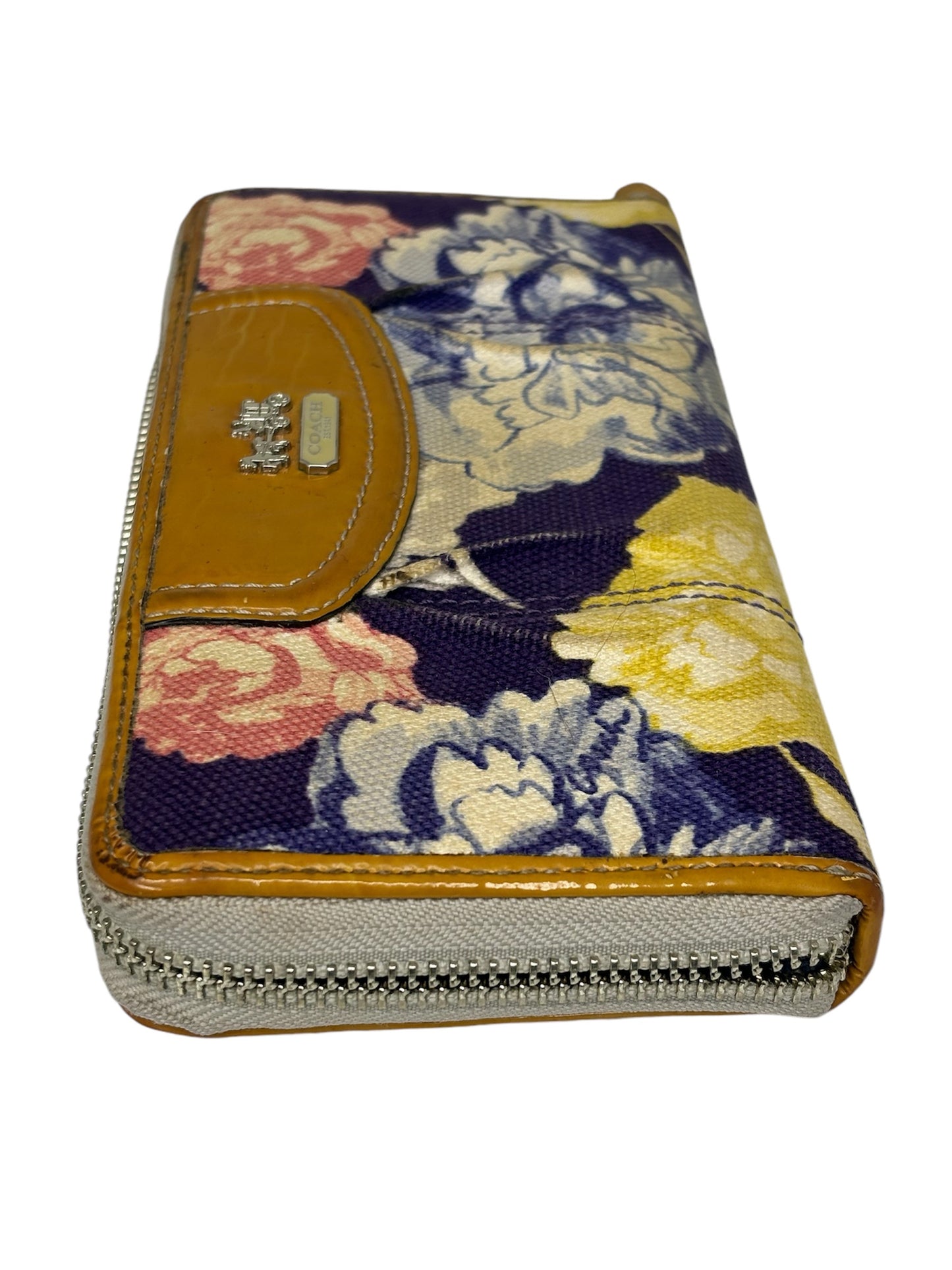 Authentic Coach Floral Canvas Zip Wallet