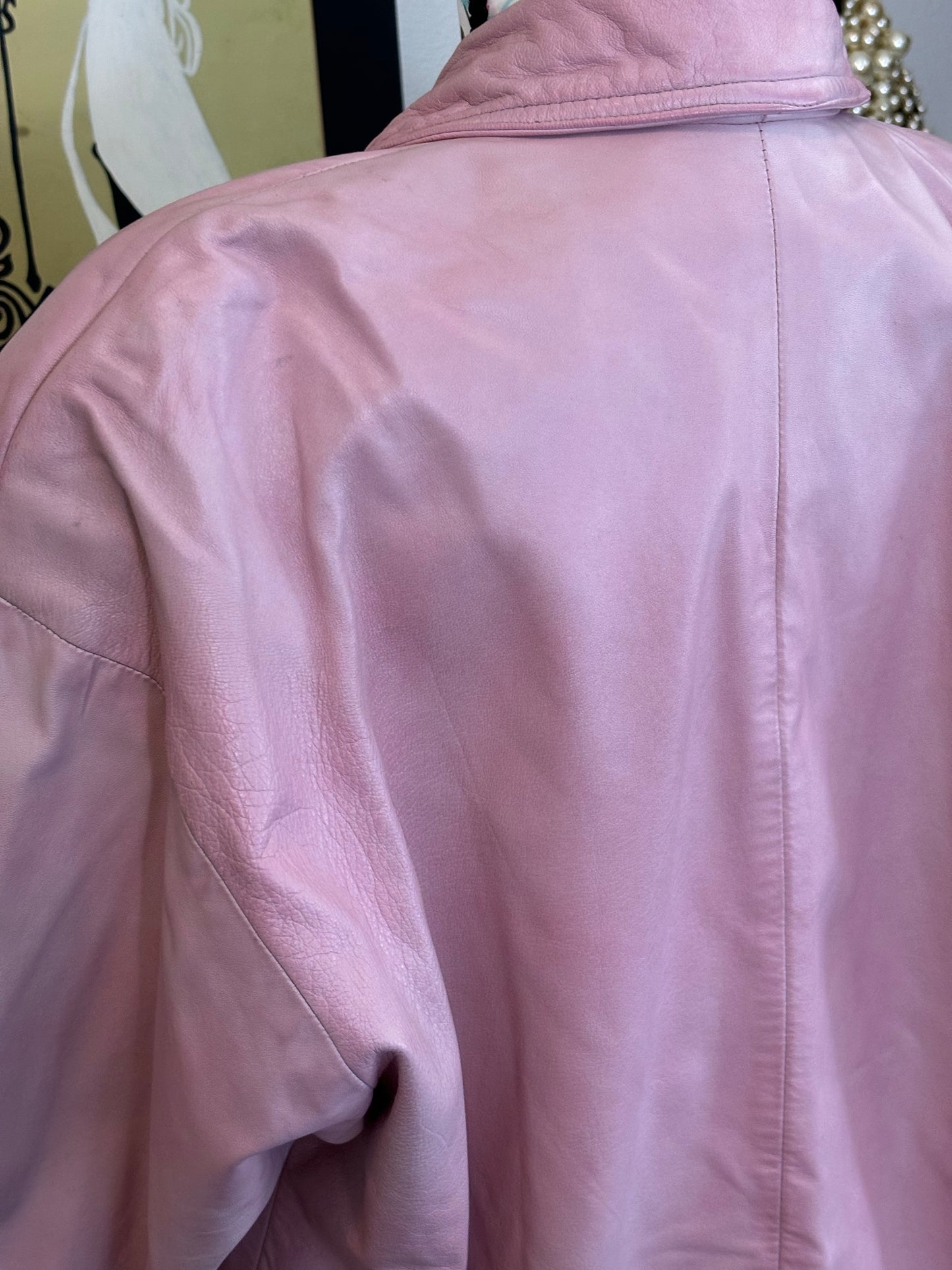 C001 Vakko Pink Leather Jacket Long XS