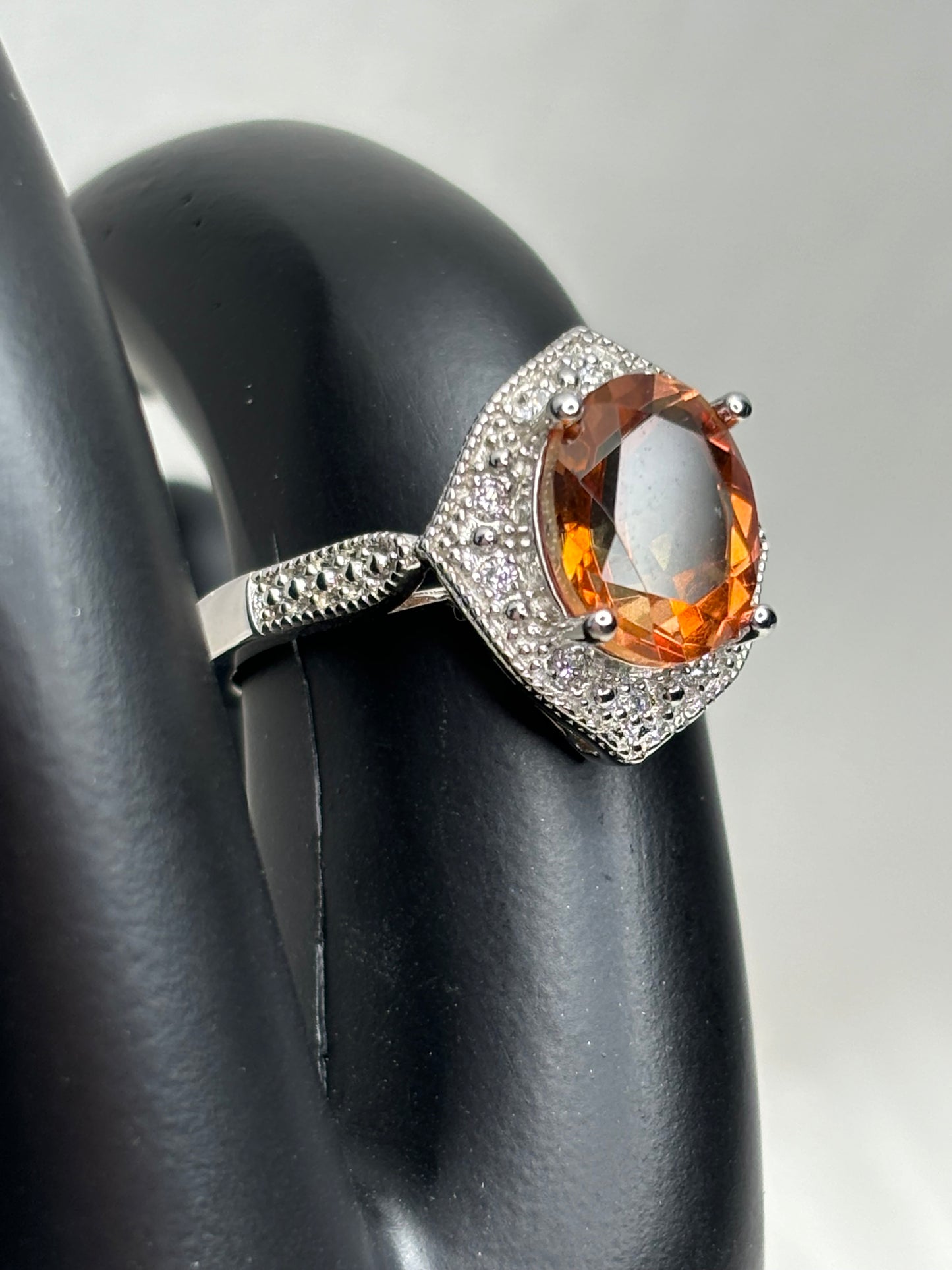 Oval 3.64 ct Natural Twilight Topaz & Diamond Ring Sz 6.25 Sterling Silver