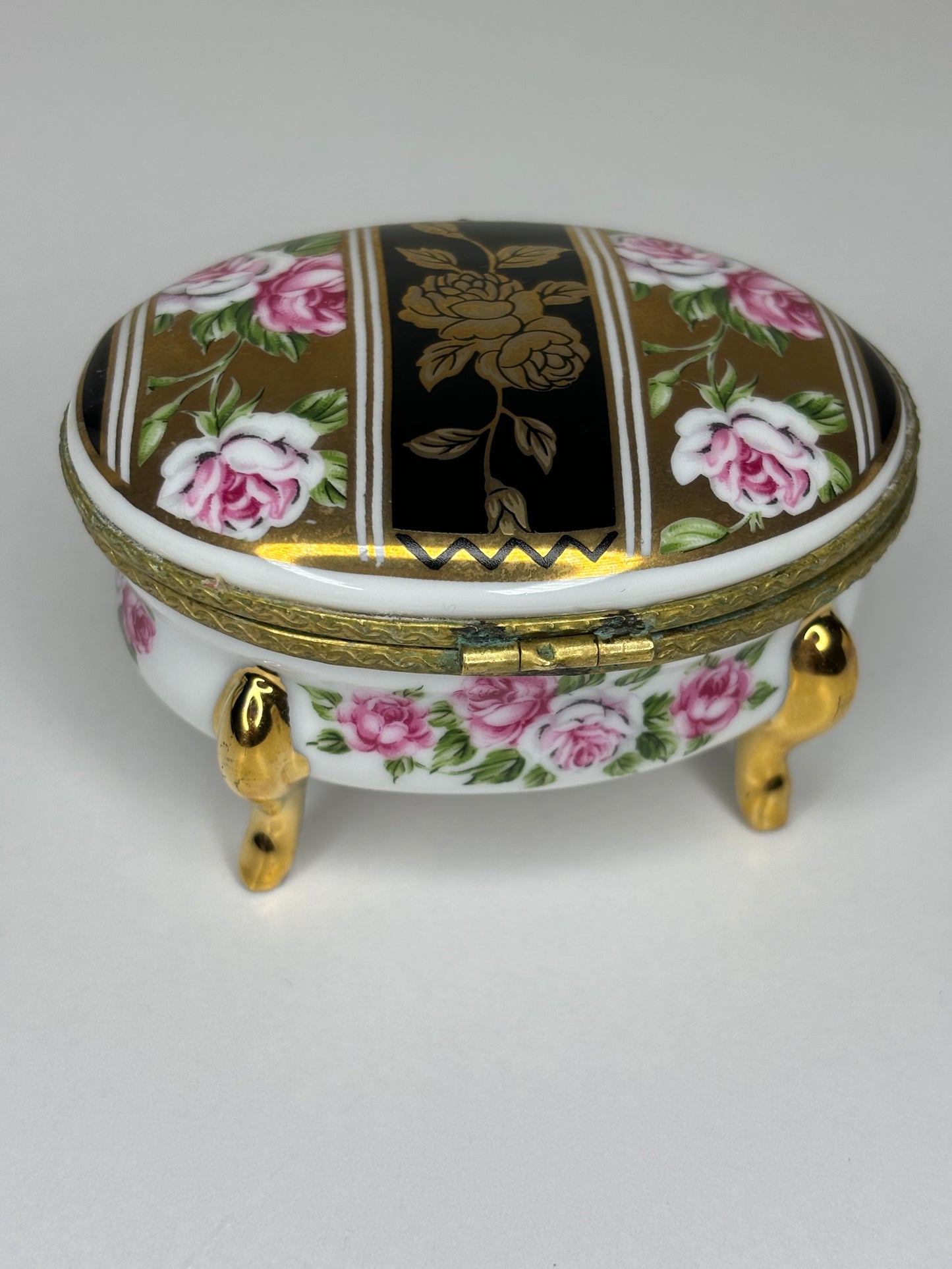 Vintage Floral Porcelain Trinket Box by The Museum of Jewelry