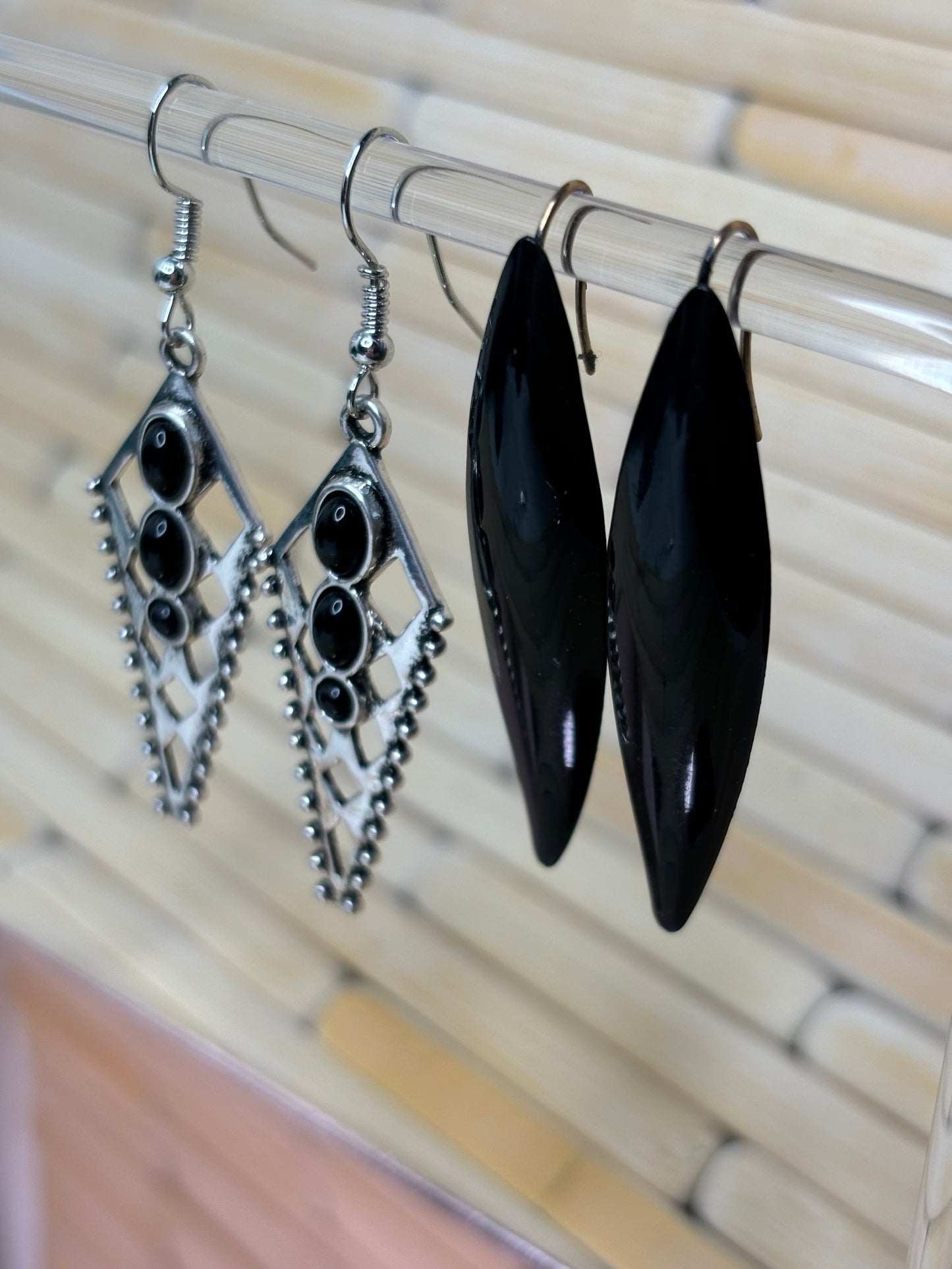 A158 Set of Black Dangle Earrings