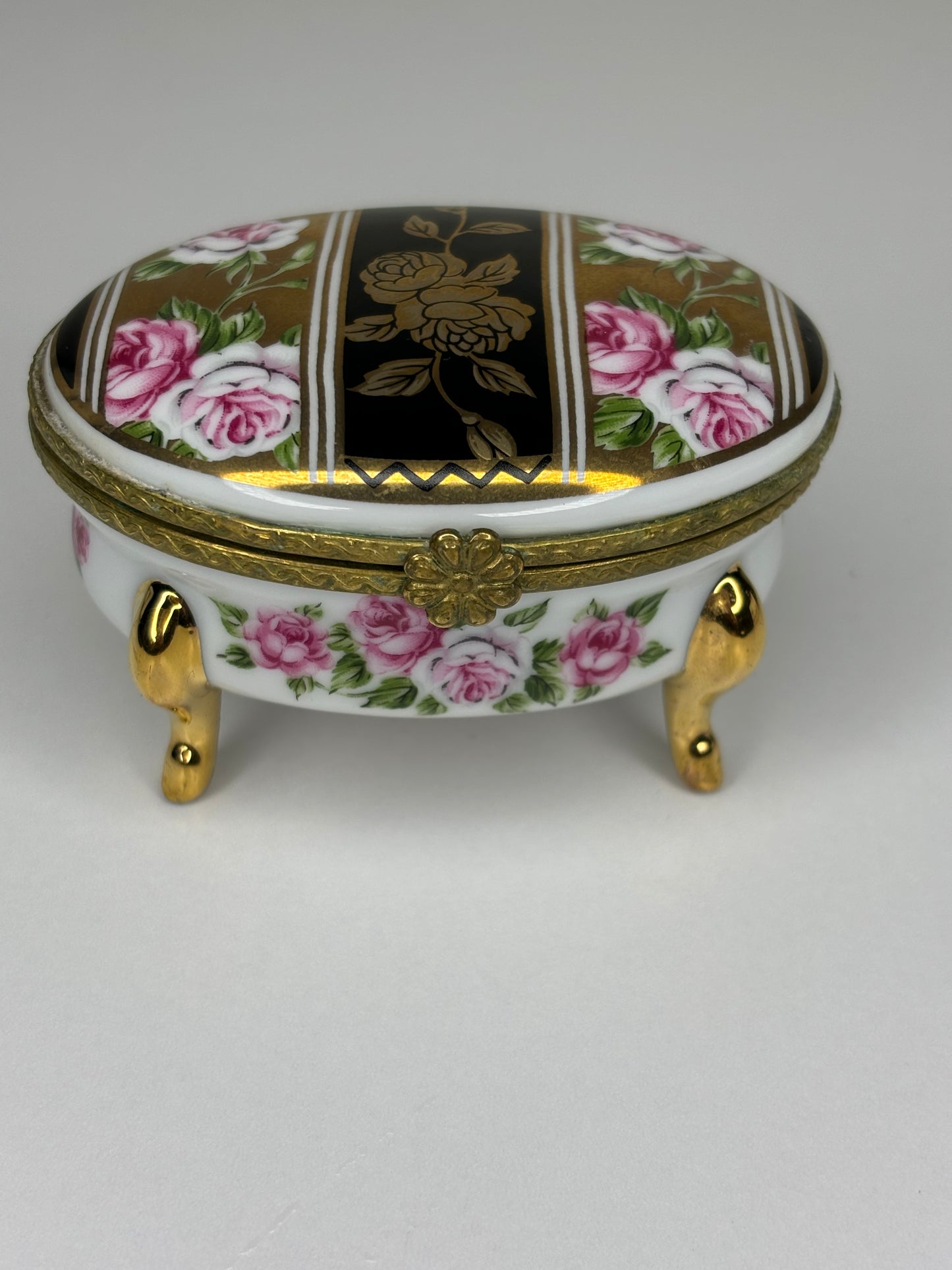 Vintage Floral Porcelain Trinket Box by The Museum of Jewelry