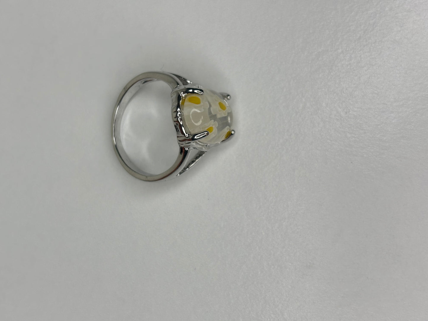 B035 Yellow and Clear Fashion Ring Sz 7.25