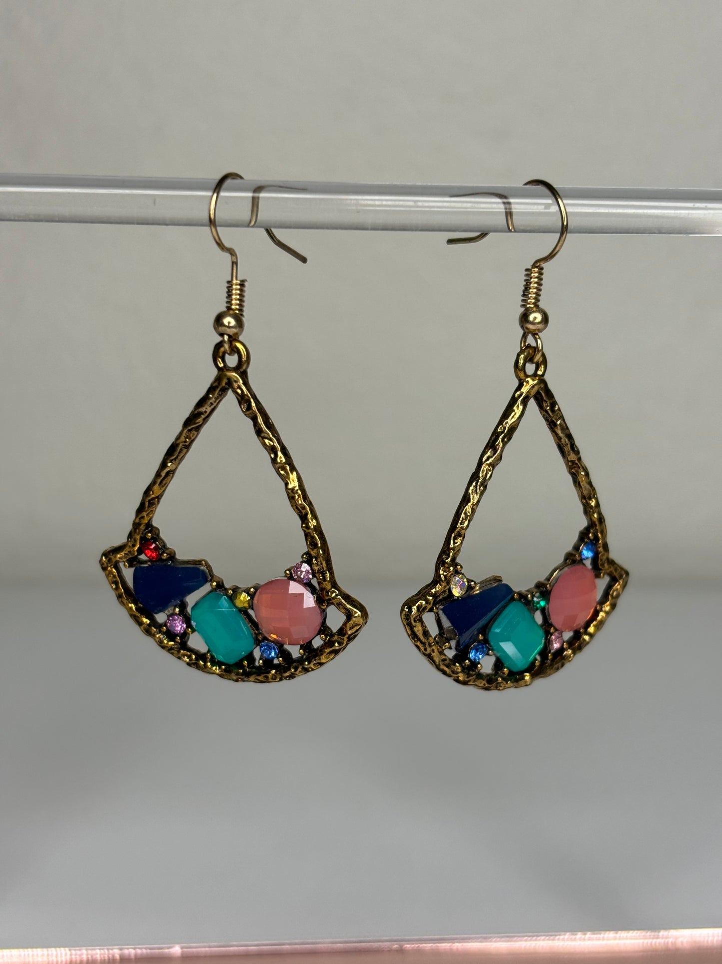 Colorful Gold Tone Drop Earrings