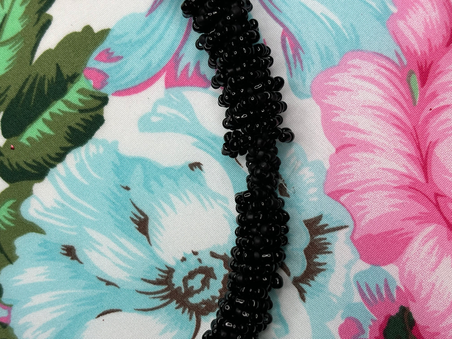 A173 Large Beaded Black Necklace 24”