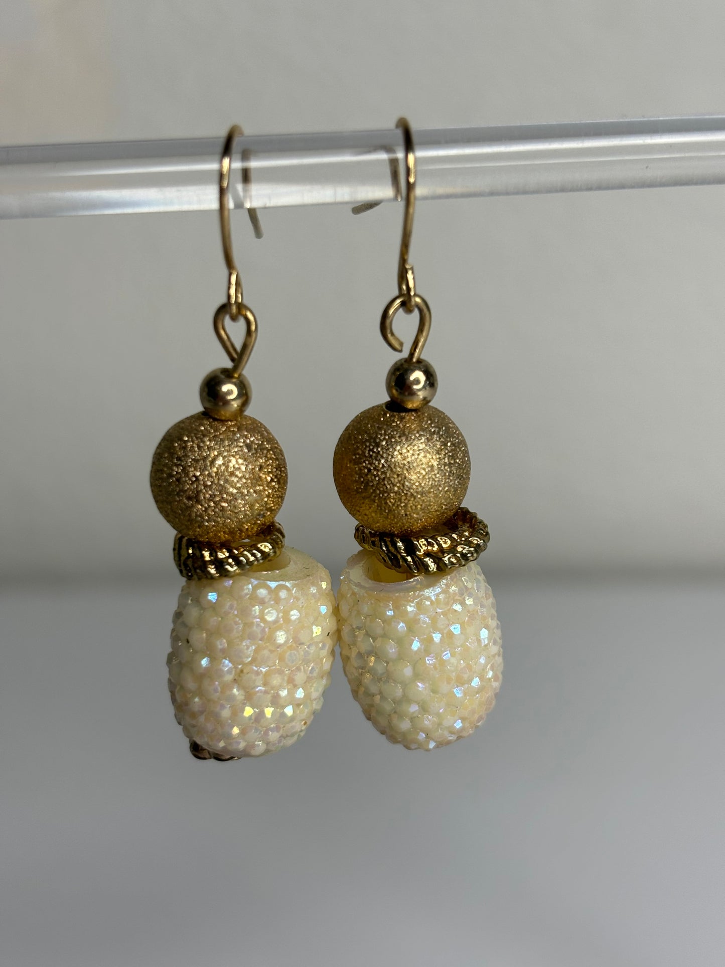 Small 1” Gold Beaded Earrings