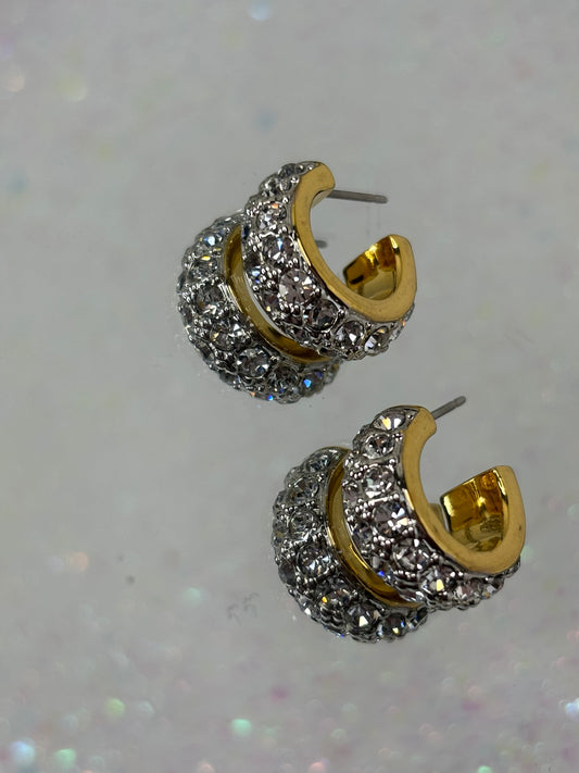 A012 Joan Rivers (signed) Gold Tone and Crystal Earrings