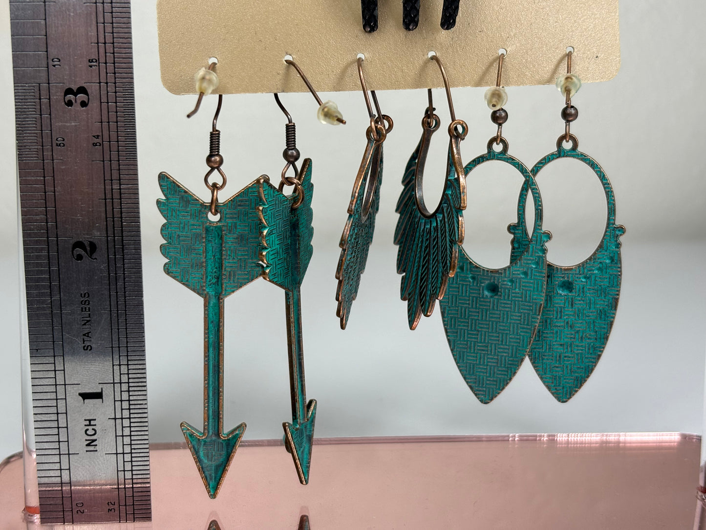 C002 Set of Three Faux Patina Earrings