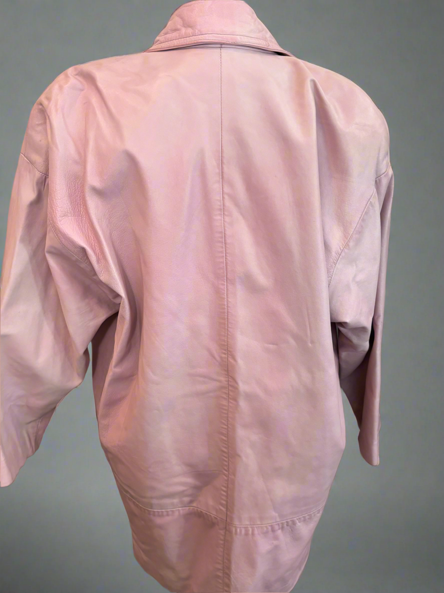 C001 Vakko Pink Leather Jacket Long XS