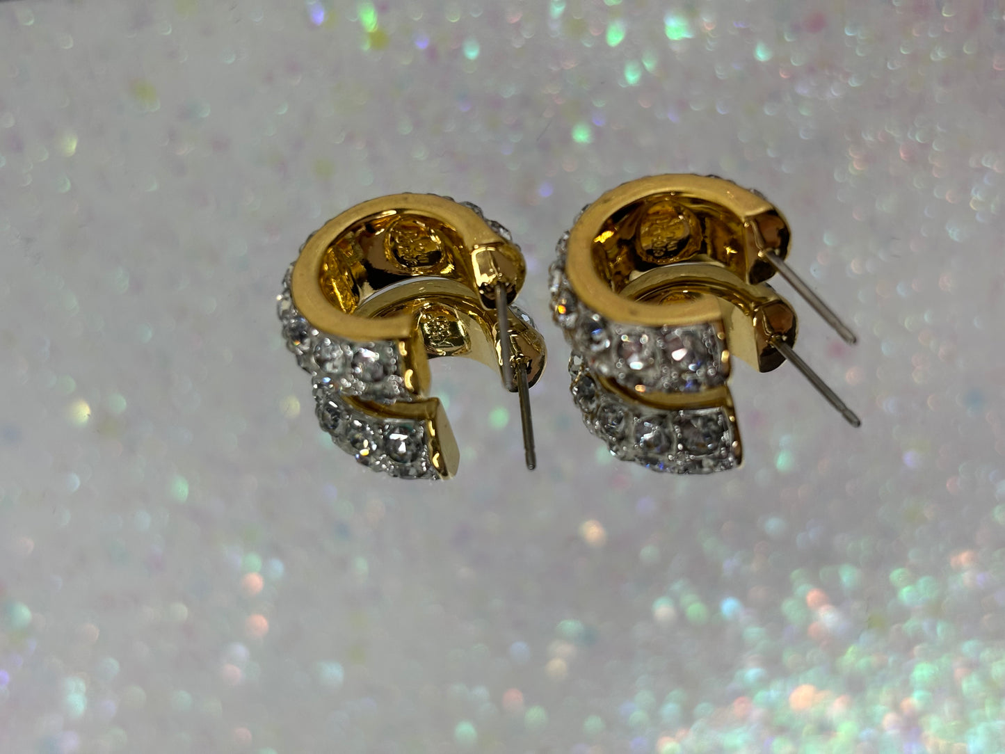 A012 Joan Rivers (signed) Gold Tone and Crystal Earrings