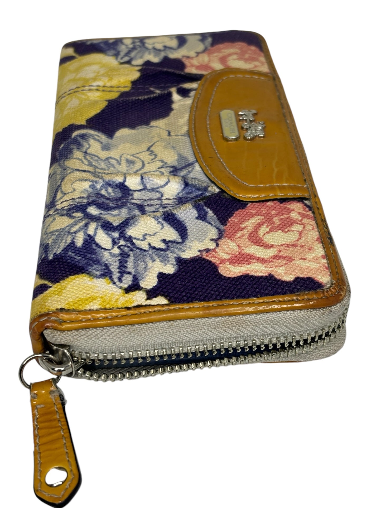 Authentic Coach Floral Canvas Zip Wallet