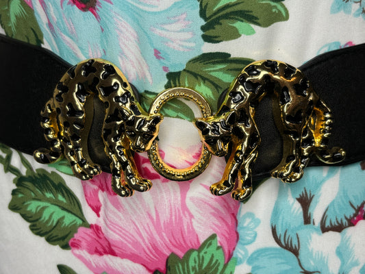 C012 Vintage Bebe Jaguar Gold Tone Belt S/M