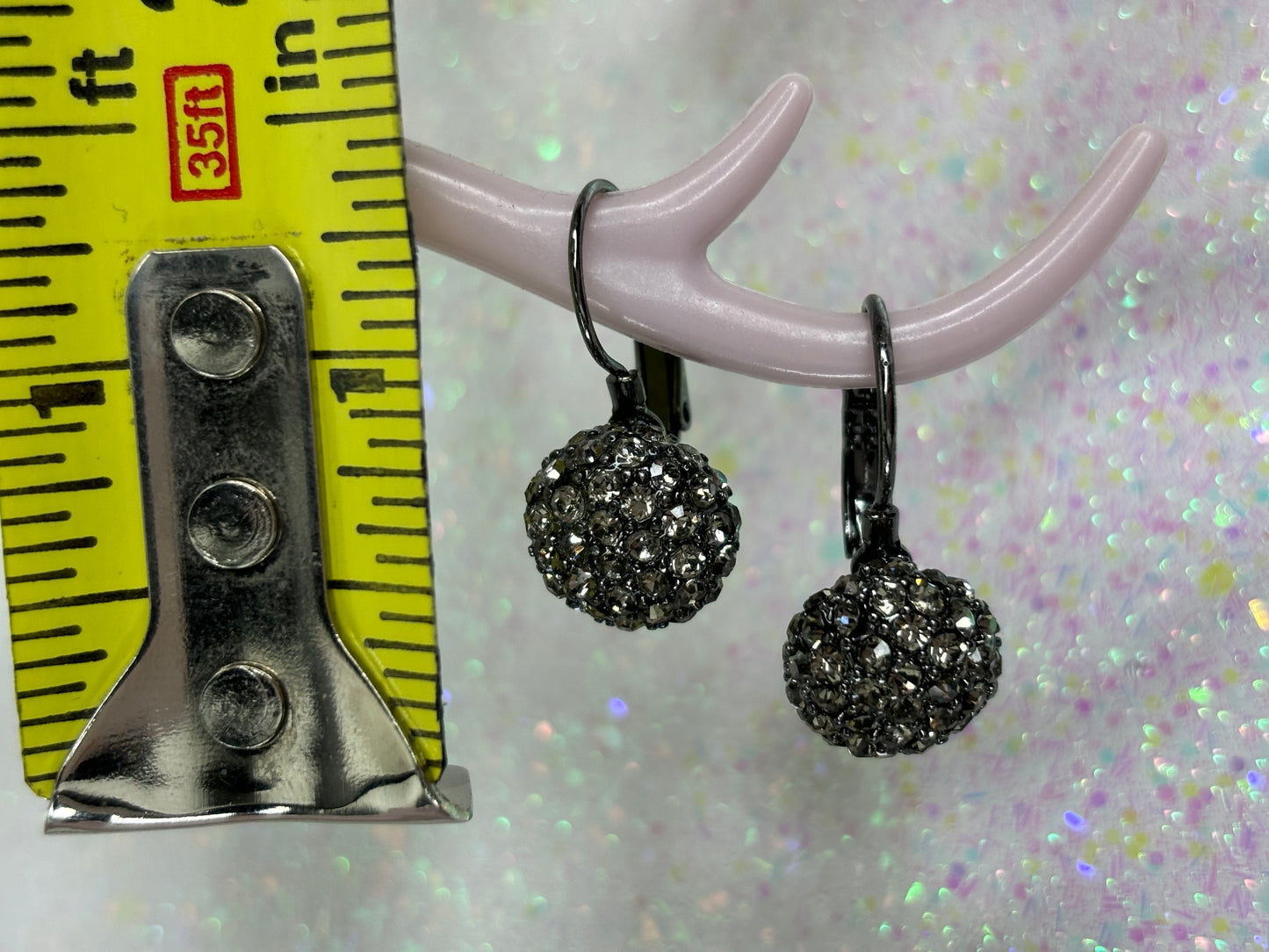 A014 Black Toned Rhinestone Drop Earrings