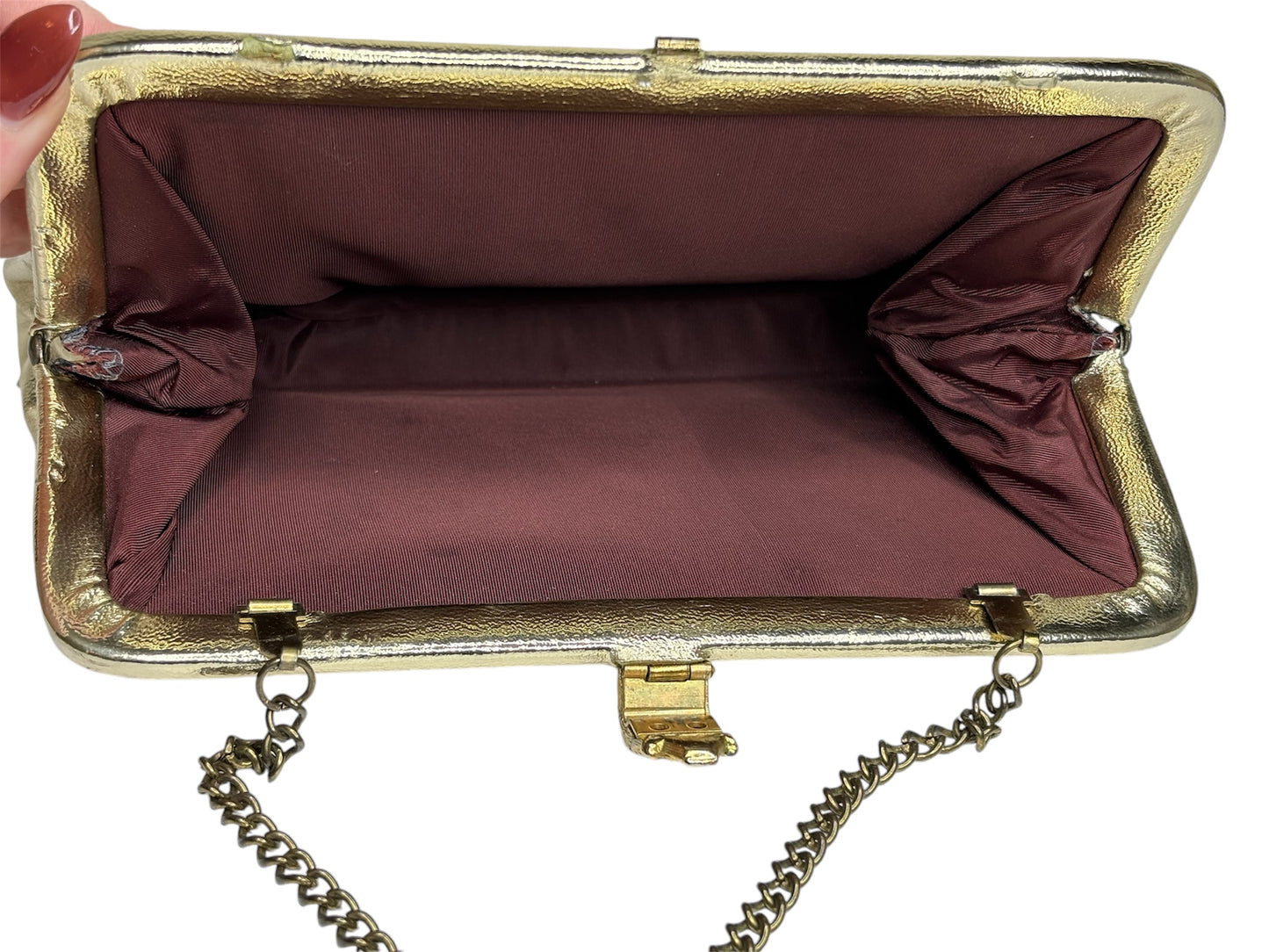 Vintage 1960s Gold Evening Clutch with Ornate Clasp