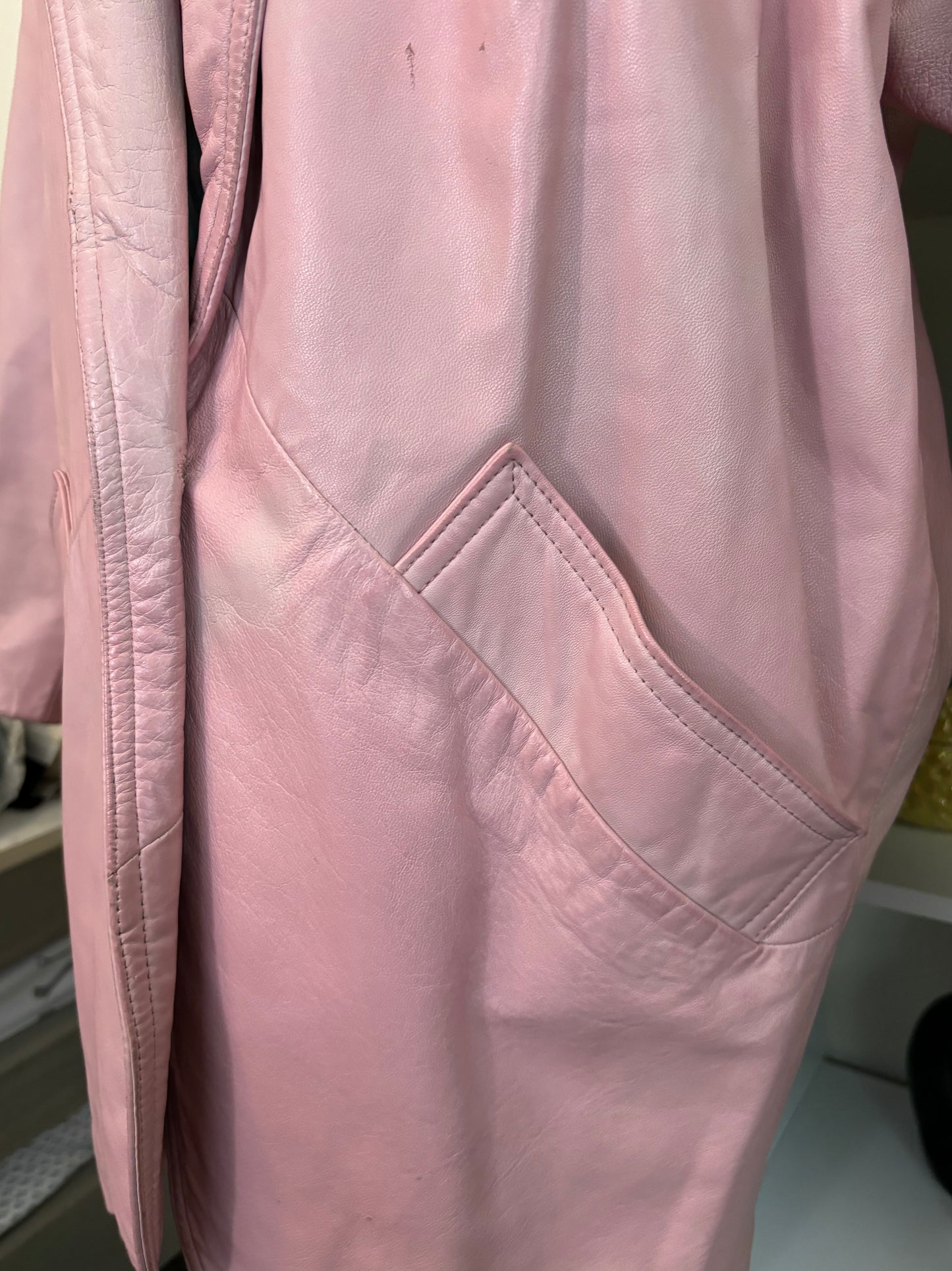 C001 Vakko Pink Leather Jacket Long XS