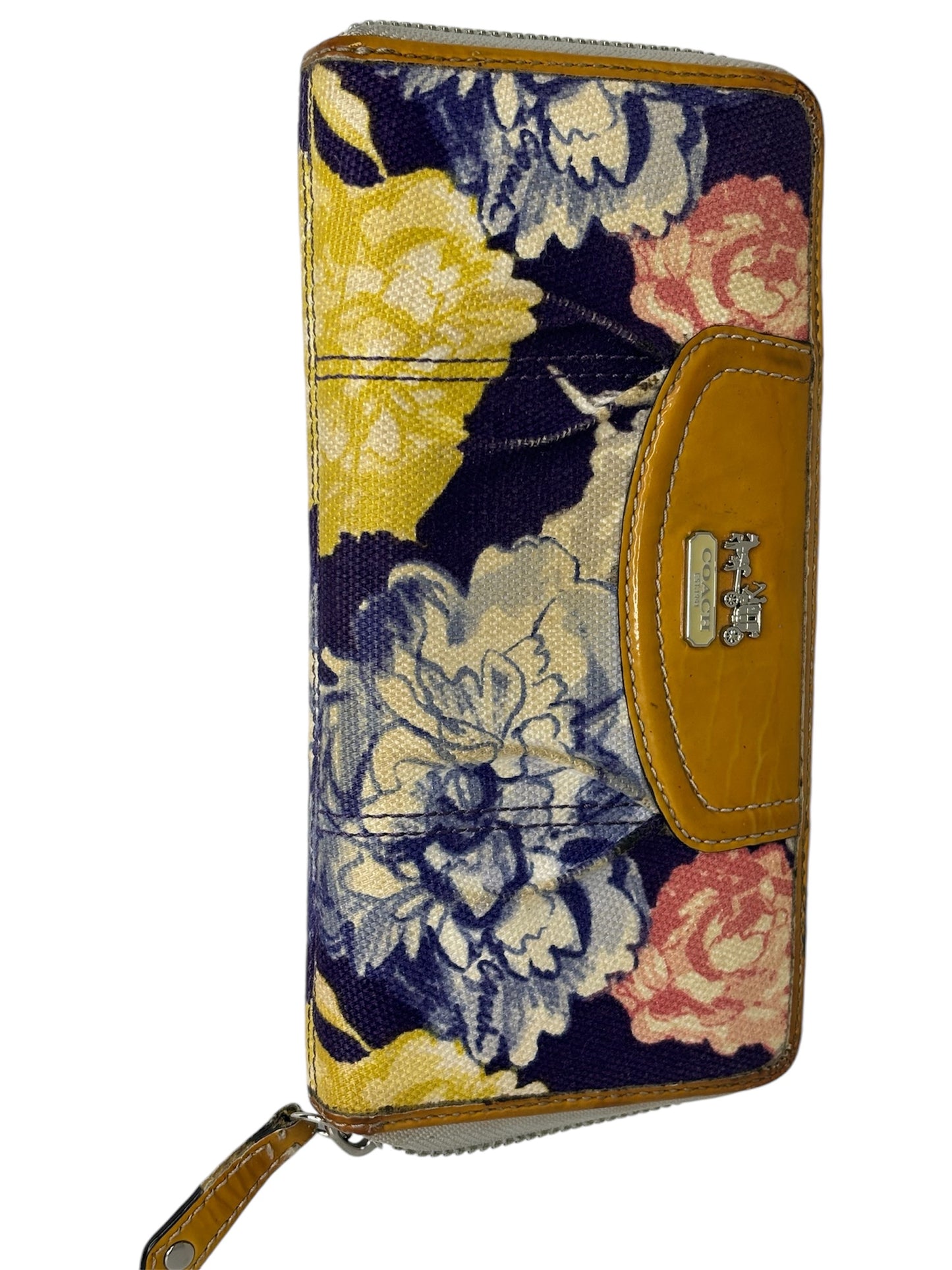 Authentic Coach Floral Canvas Zip Wallet