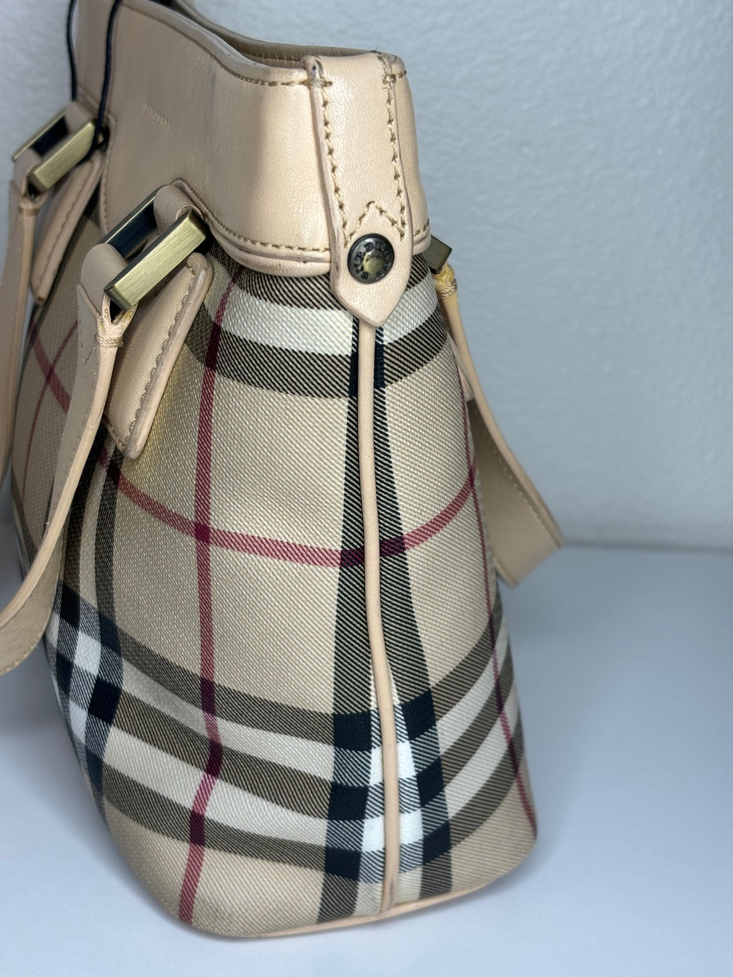 Authentic Burberry Brown House Check Handbag Beige