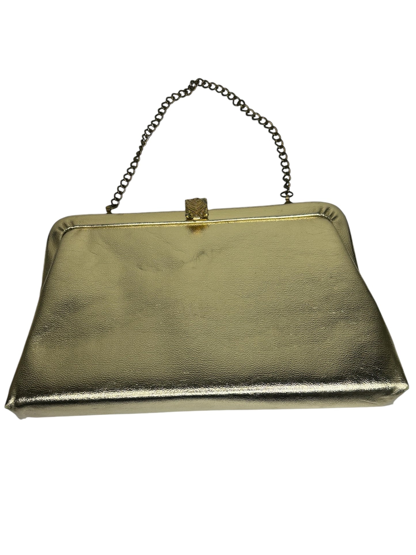 Vintage 1960s Gold Evening Clutch with Ornate Clasp