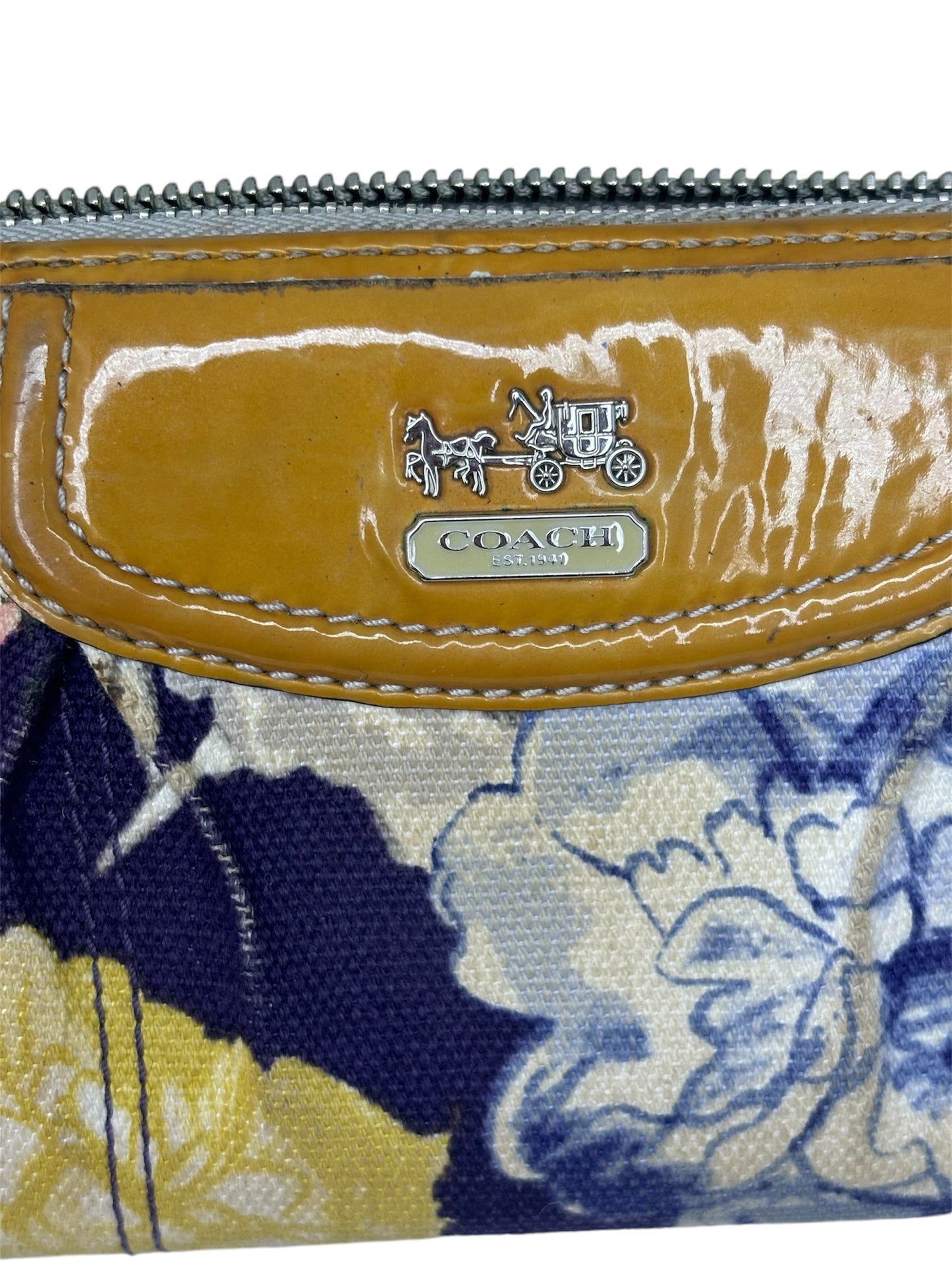 Authentic Coach Floral Canvas Zip Wallet