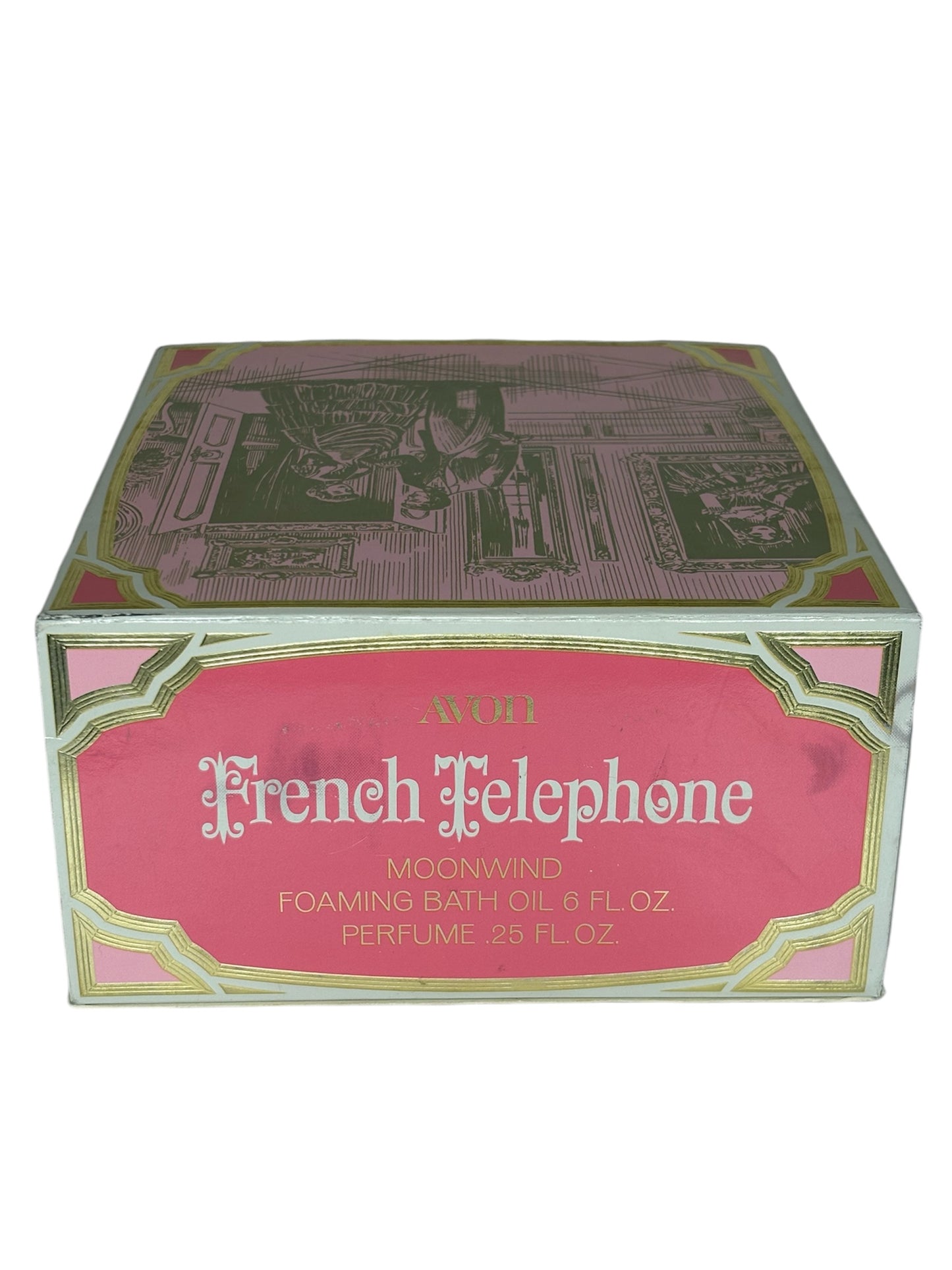 Avon French Telephone Moonwind Foaming Bath Oil 6 oz & Perfume .25 oz with Original Box