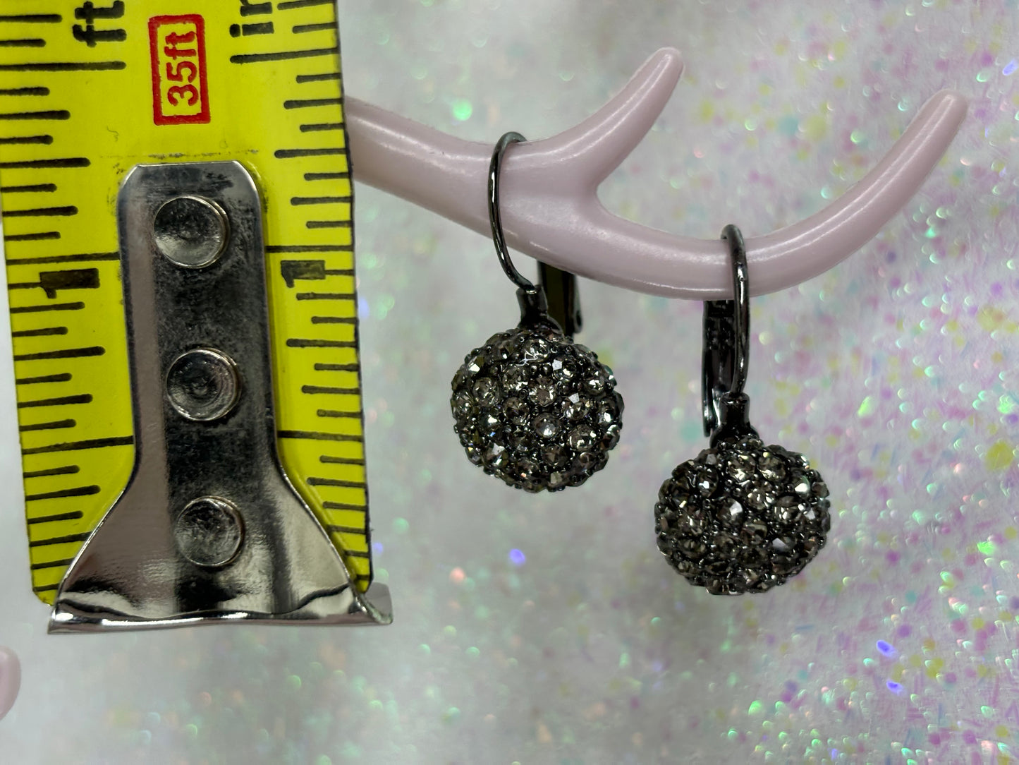 A014 Black Toned Rhinestone Drop Earrings