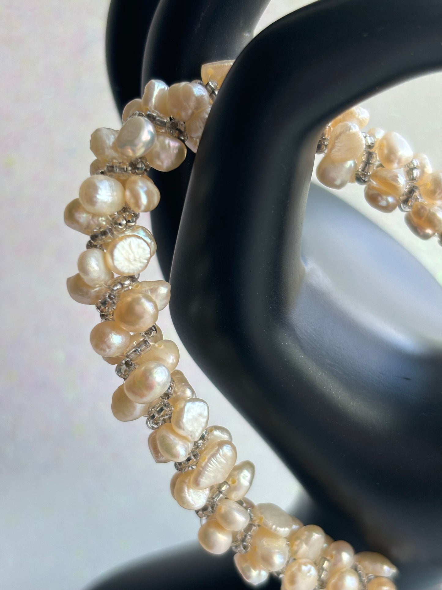 #0063 Cluster Beaded Faux Pearl Bracelet Metal Clasp PAT 2007