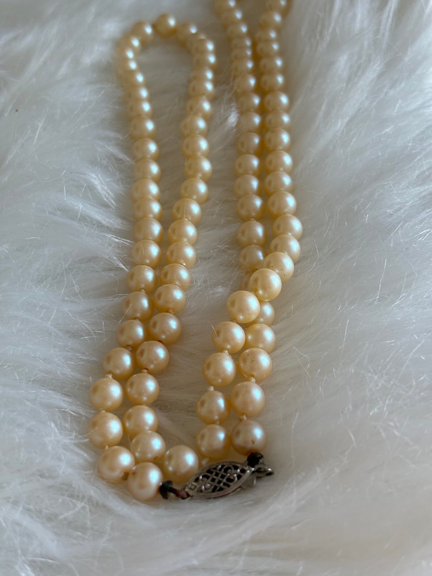 #0141 Vintage 24” Faux Pearl Necklace