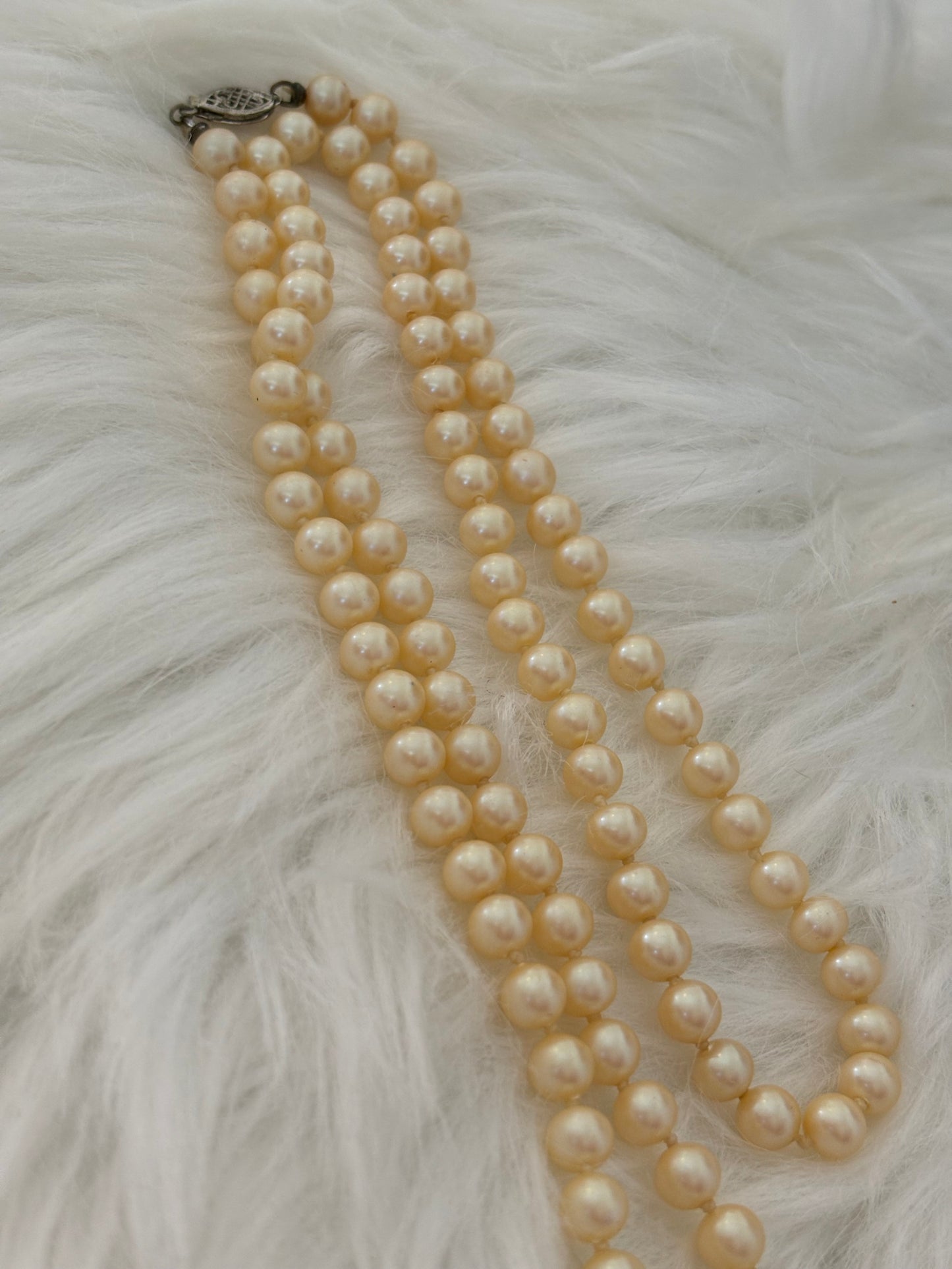 #0141 Vintage 24” Faux Pearl Necklace