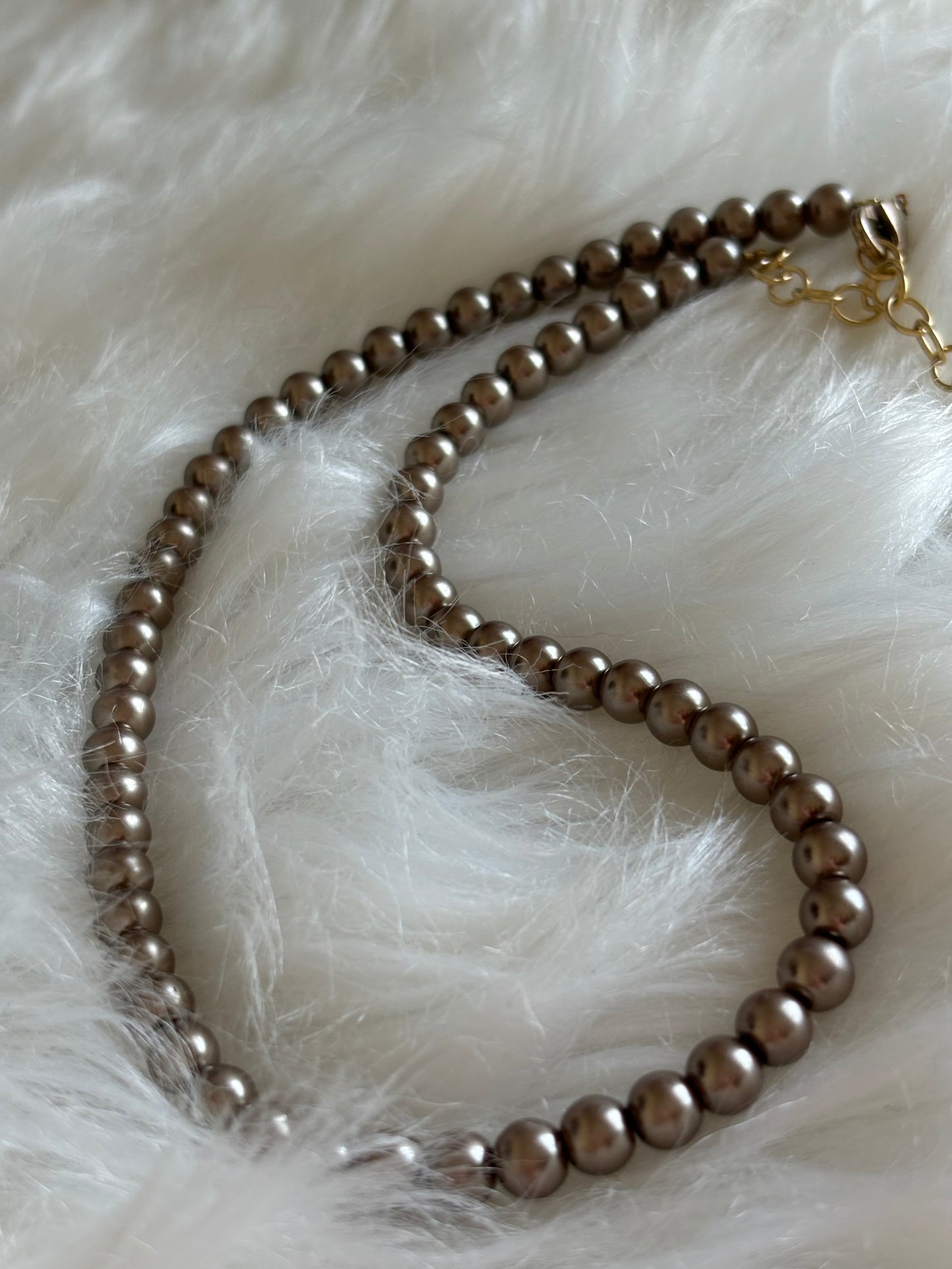 #0128 Brown Faux Pearl 16” Necklace