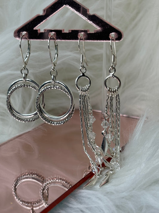 A127 Silver Tone Drop Earrings