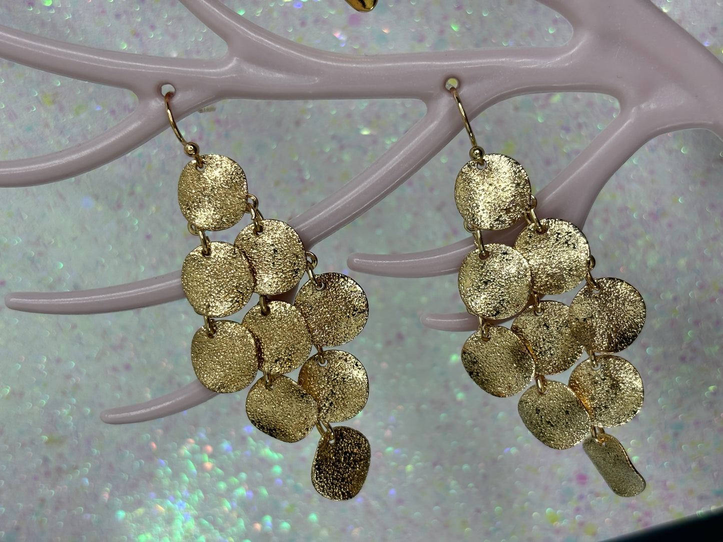 A002 Set of Two Gold Toned Drop Earrings