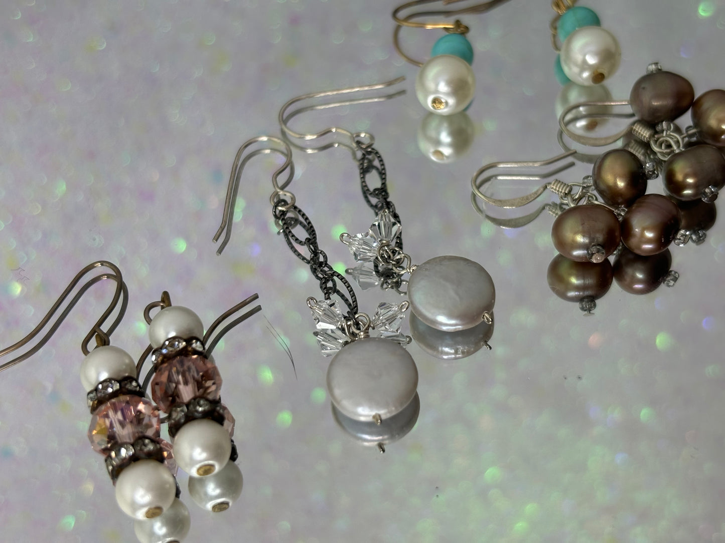 #0160 Set of Beads and Pearl Drop Earrings