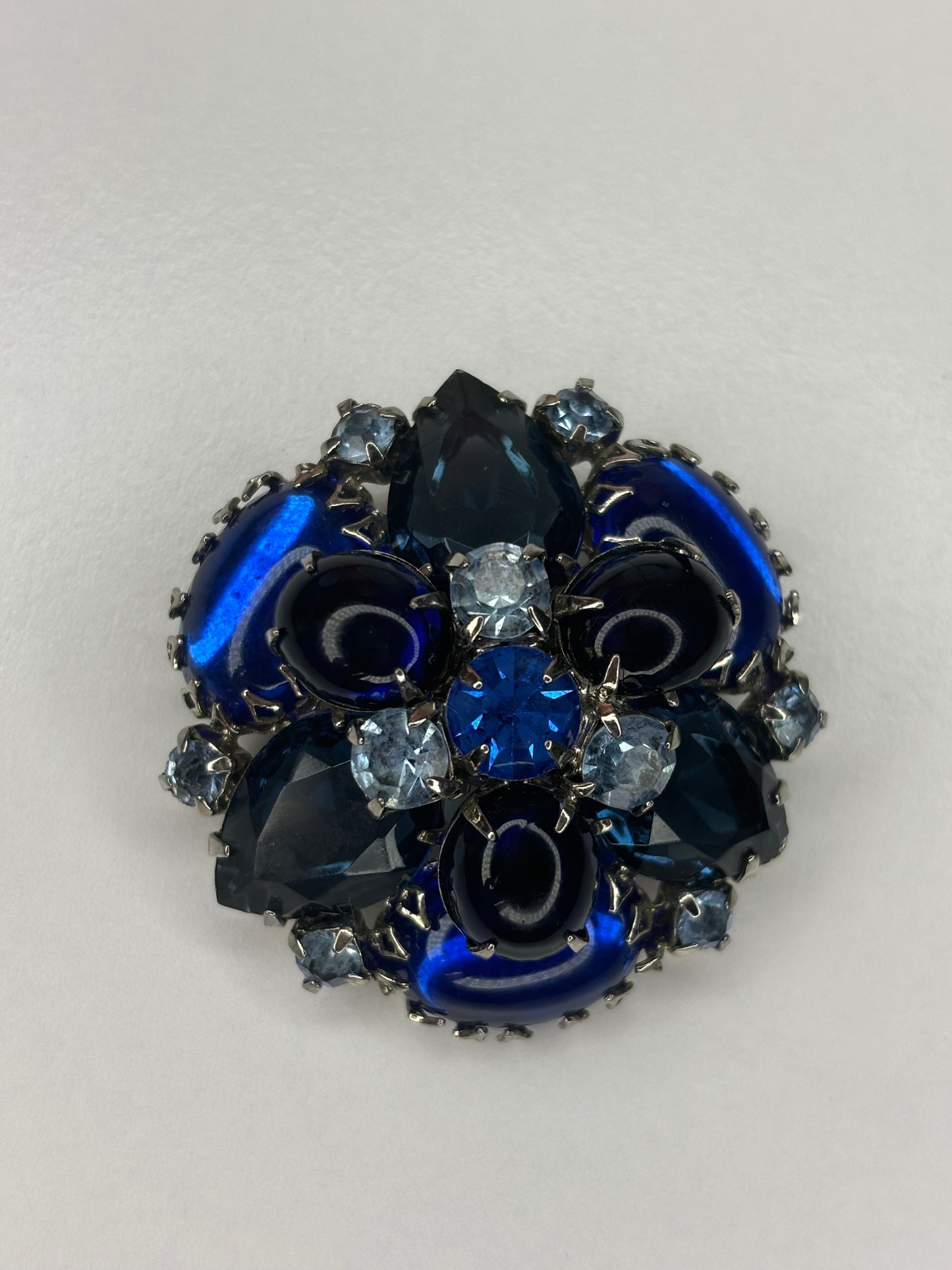 Blue Rhinestone Vintage Brooch