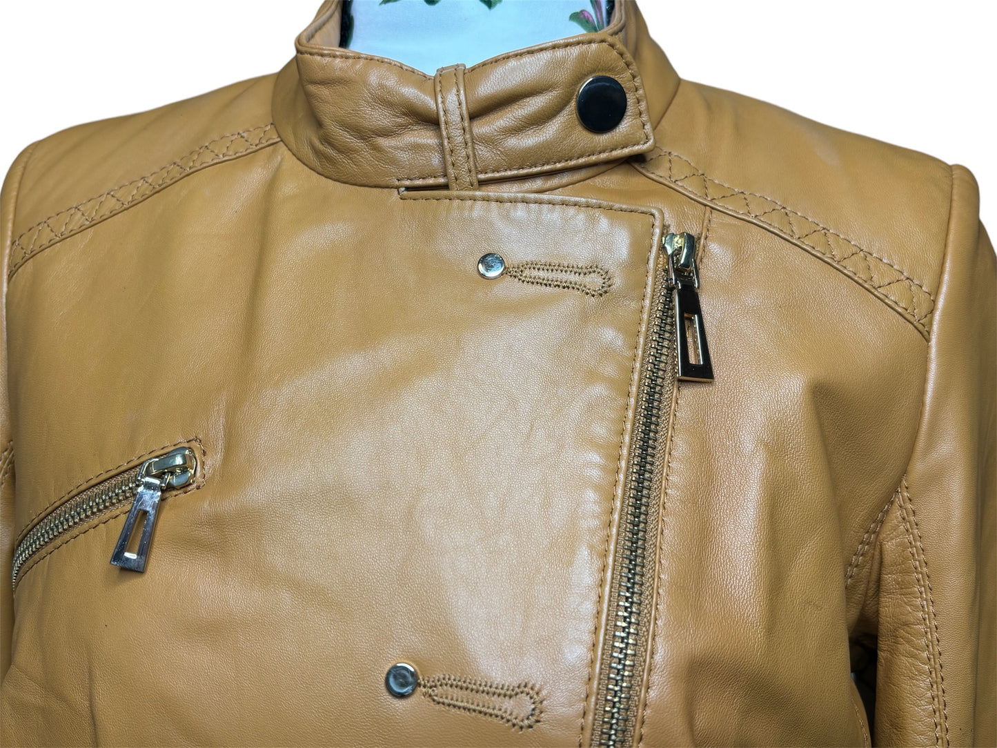 Crossi Yellow Turkish Leather Jacket Sz- M