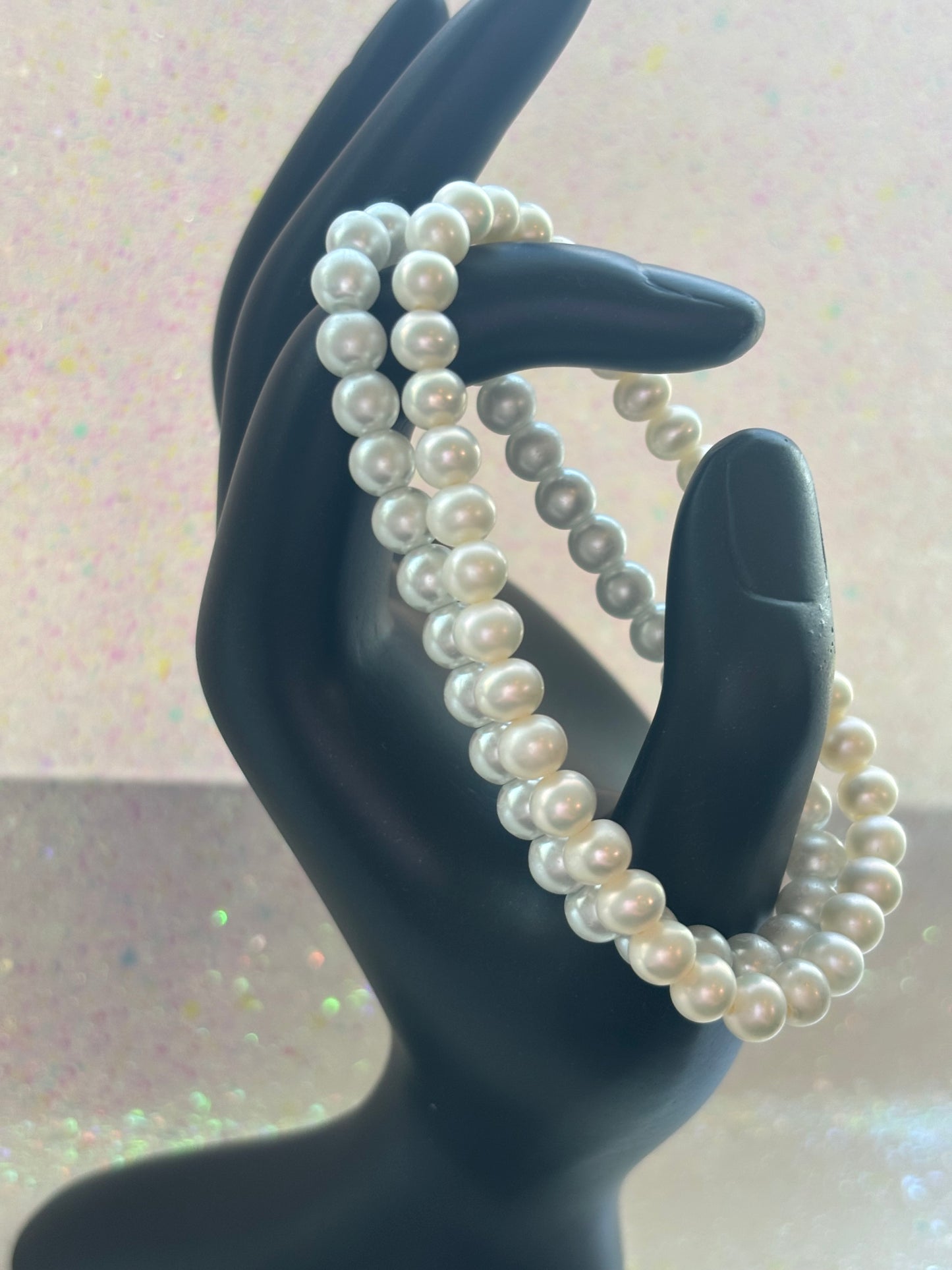 #0099 Two Pearl Bracelets - Stretchy