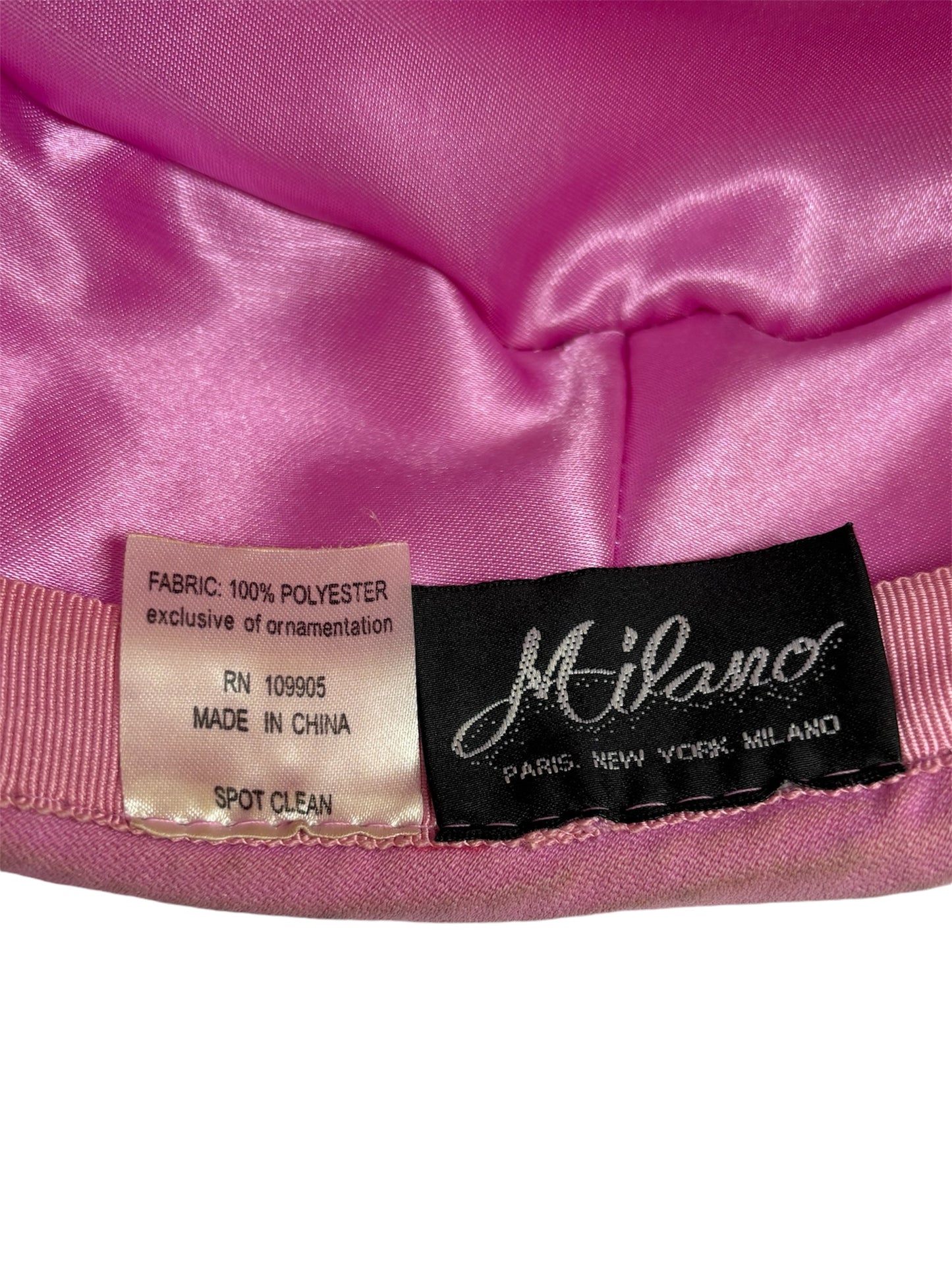 Pink Milano 1990s Paris New York Elegant 100% Structured Hat One Size