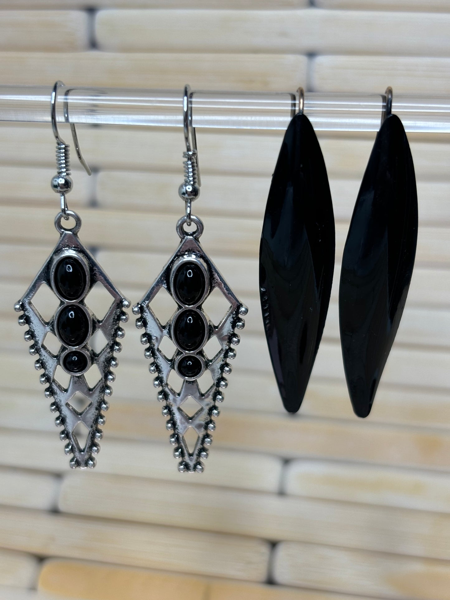 A158 Set of Black Dangle Earrings