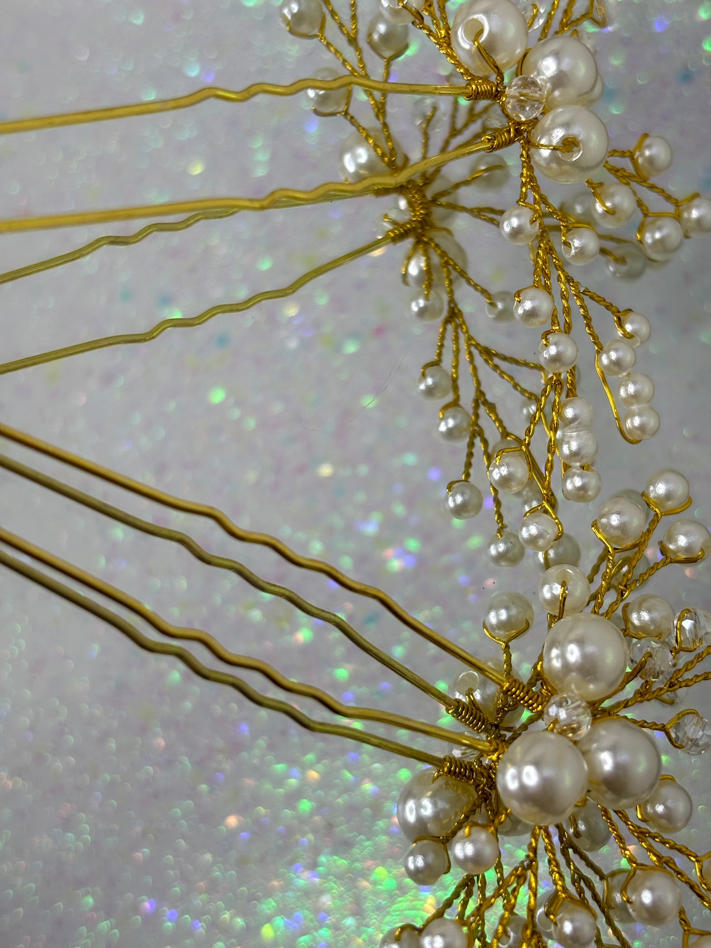 A033 Gold Tone and Pearl Hair Pins