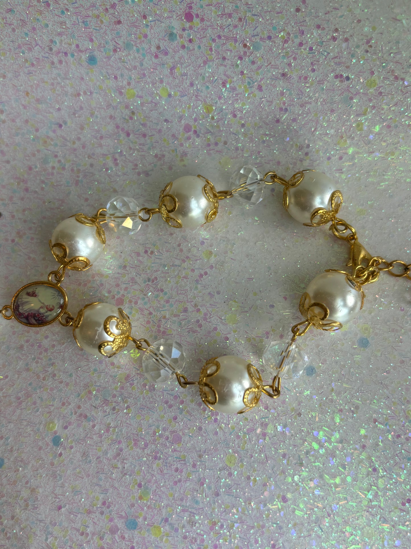 #0055 Gold Faux Pearl Bracelet