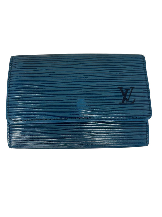 Authentic Louis Vuitton Blue Epi Leather Key Holder -